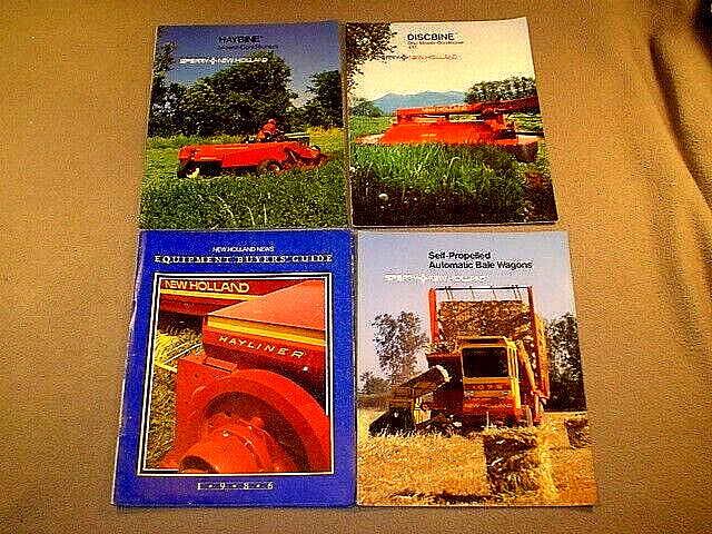 4 SPERRY NEW HOLLAND BROCHURE~DISCBINE~HAYBINE~’86 BUYERS GUIDE~AUTO BALE WAGONS
