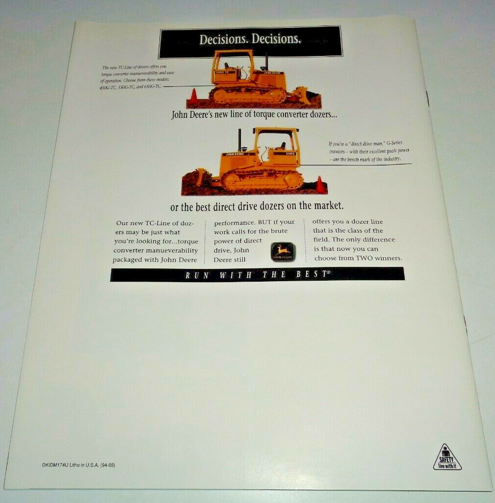 John Deere “Backhoe Brigades” Sales Brochure 5/94 310C/D 190E Excavator 482C JD
