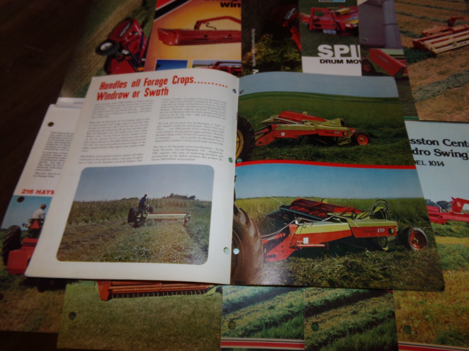 12-lot 1960’s-2010’s pull type windrower brochures in nice shape used