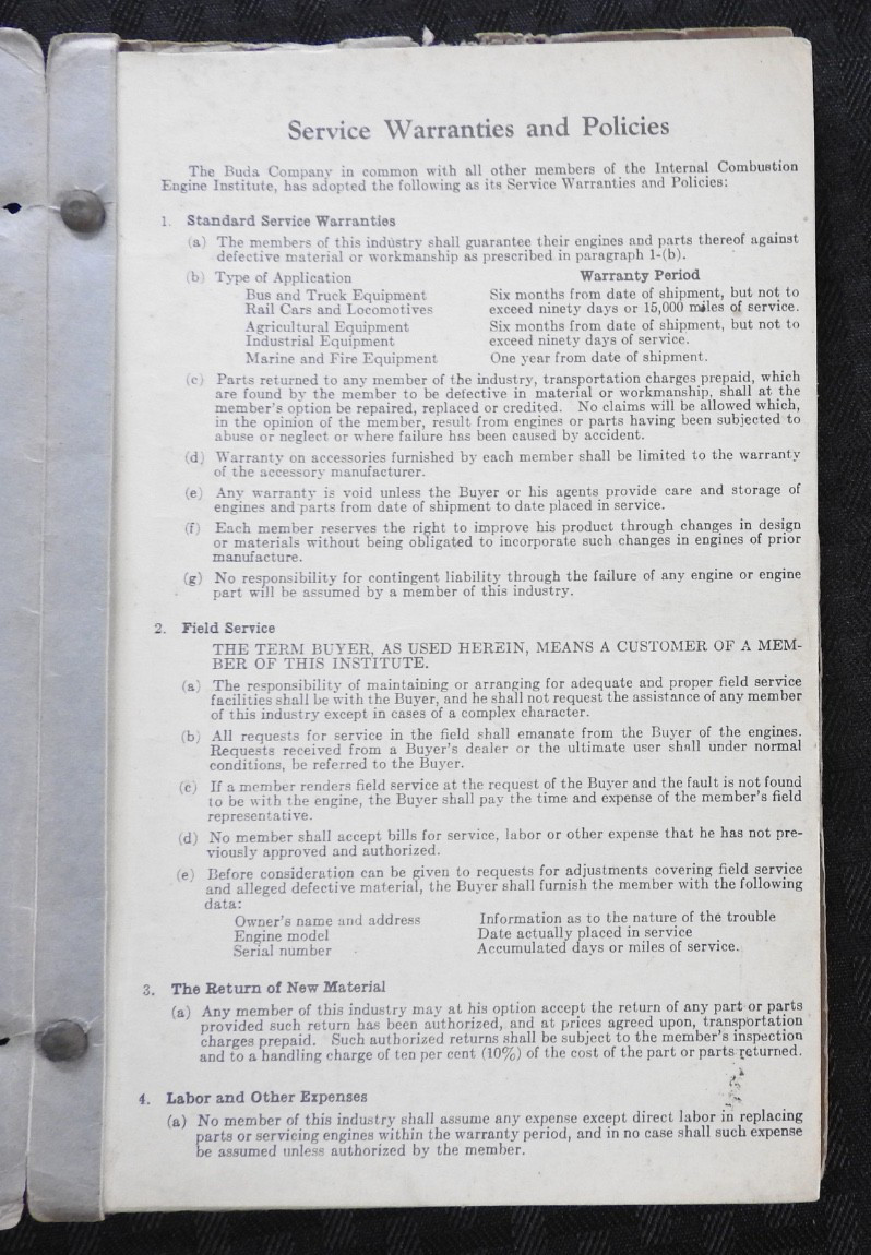 1936 Buda “Silver Crown” Marine Engines Operators Installation Manual ORIGINAL!