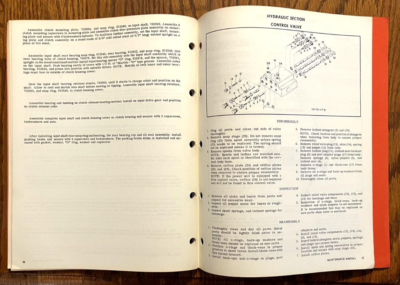 New Idea Uni-System 701 & 702 1966 maintenance manual engine Trans Hydraulics