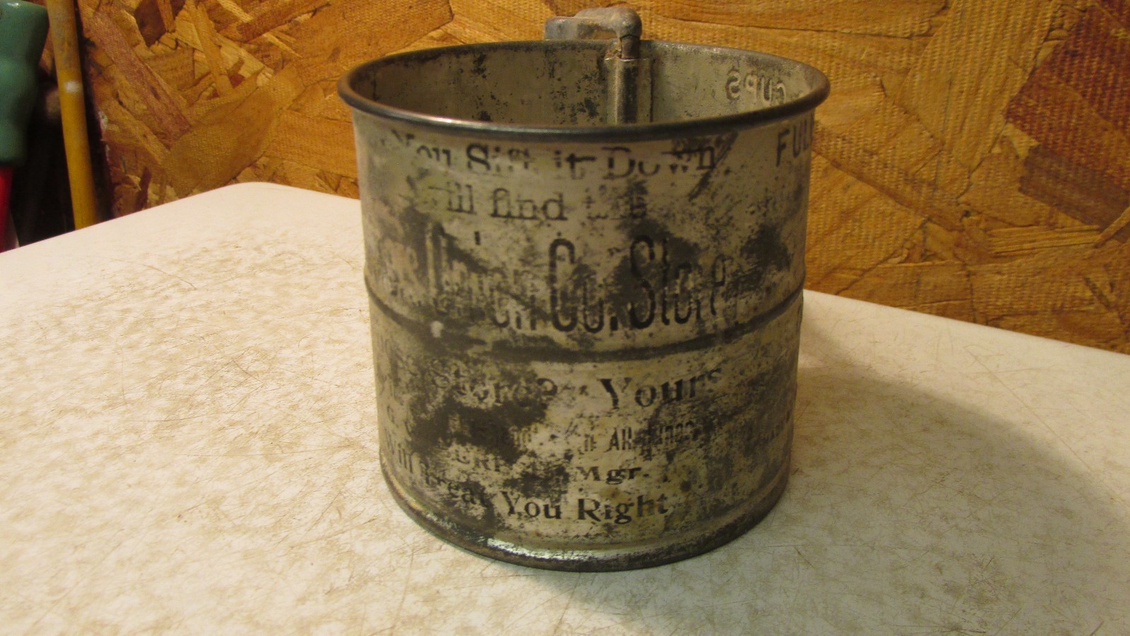 Antique Flour Sifter Farmers Union Co. Store G.W. Boresh
