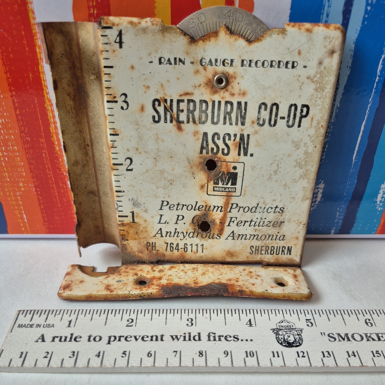 Vintage Sherburn Coop Ass’n Rain Gauge Sherburn Minn Petroleum Fertilizer LP Gas