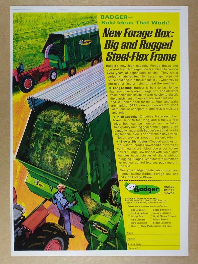 1971 Badger Forage Box & Blower vintage print Ad