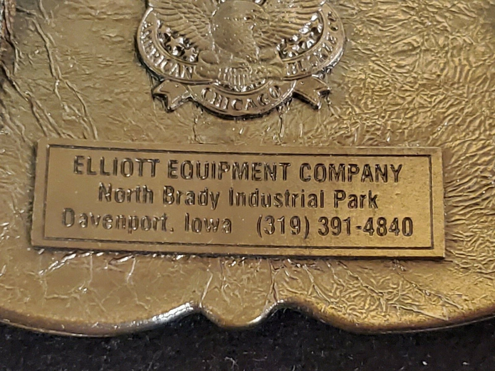 1914 Elgin Street Sweeper “The World’s First” Brass Belt Buckle Davenport, Iowa