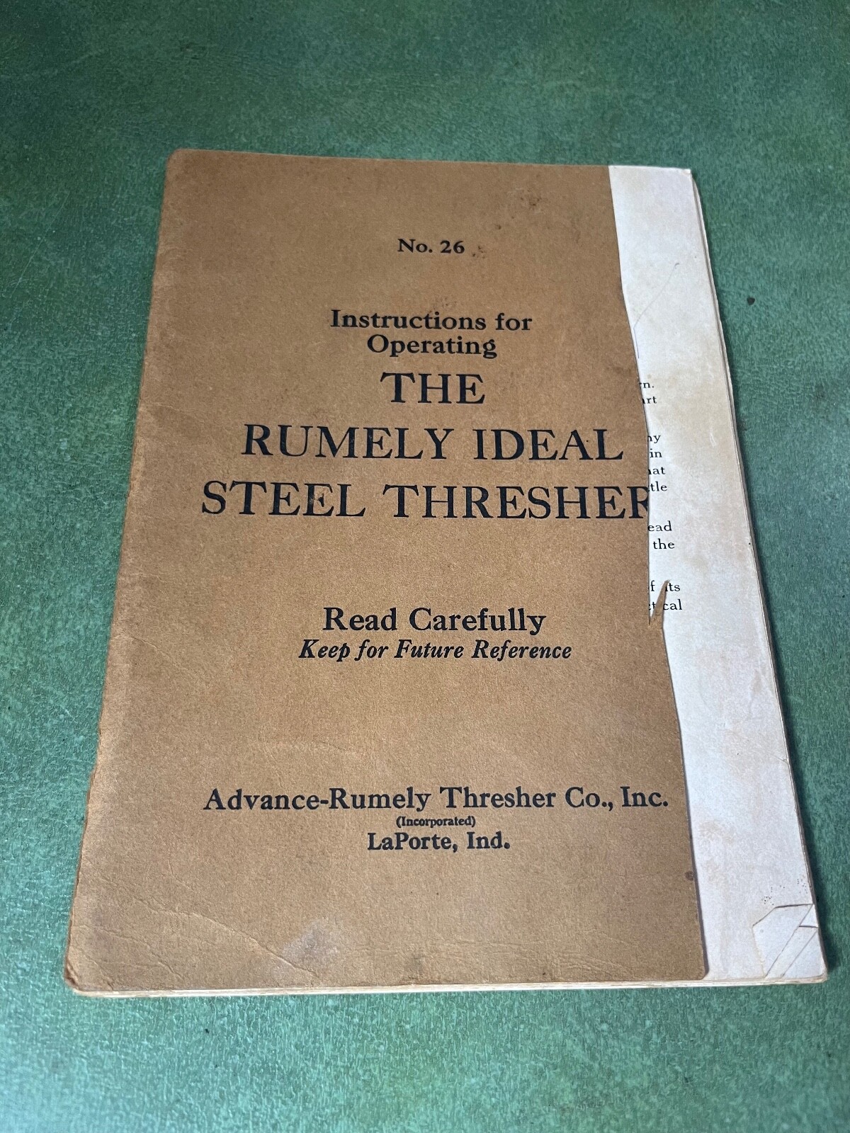 Original Rumley equipment Ideal Steel Threshers Operating Instructions