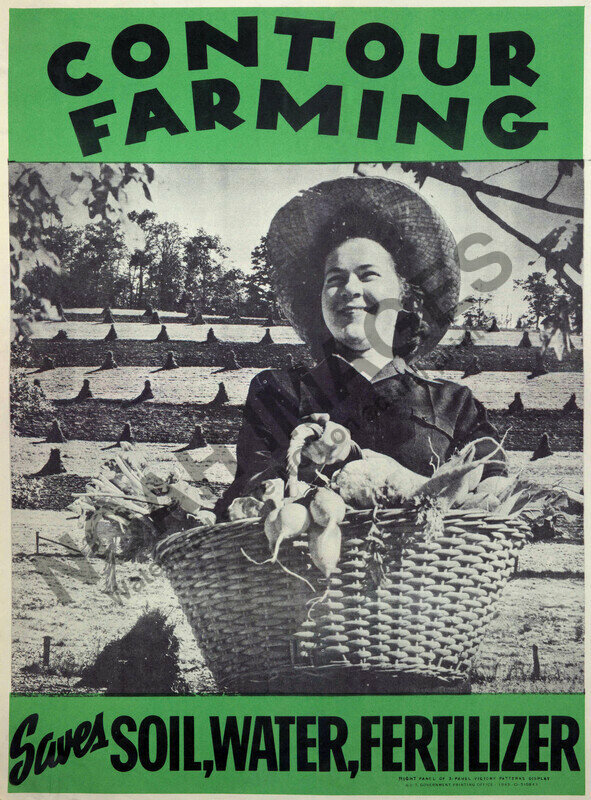Contour Farming Saves Soil Water vintage USDA poster 12×18