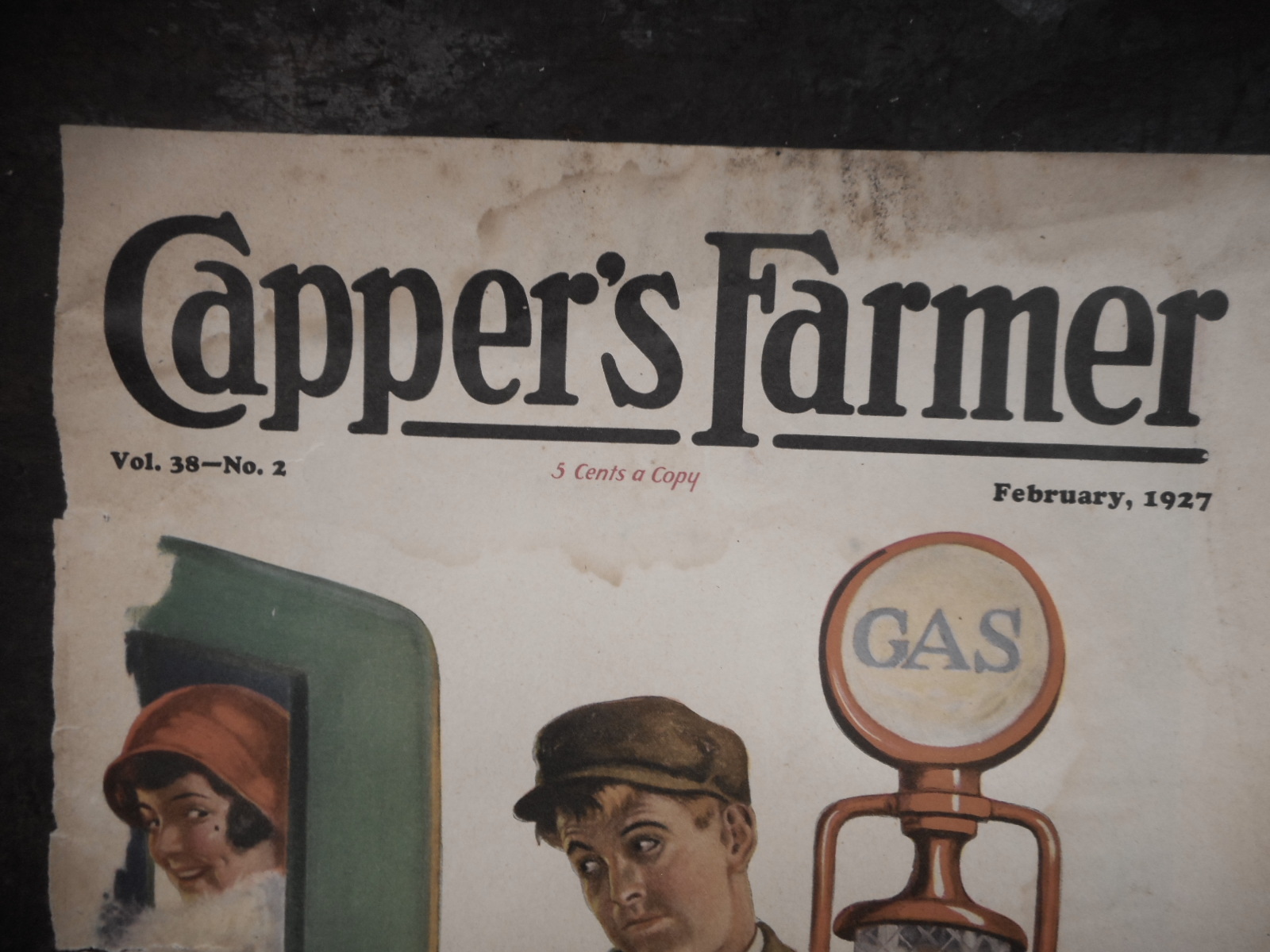 Gas Station 1927 CAPPER’S FARMER Cover Only, Vintage picture Farmhouse Farm