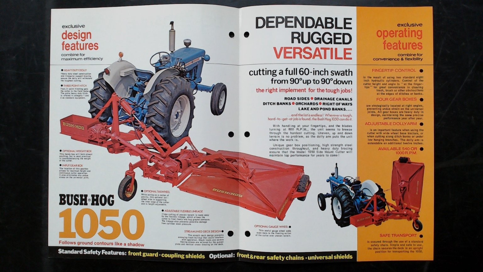 Bush Hog 1050 Rotary Cutter Brochure Vintage Agricultural Equipment