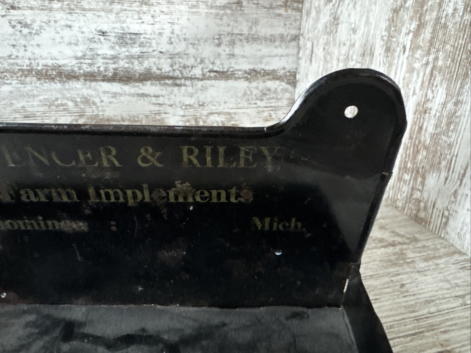 Tin Match Holder? Comb Holder? Spencer & Riley Farm Implements Menominee Mich
