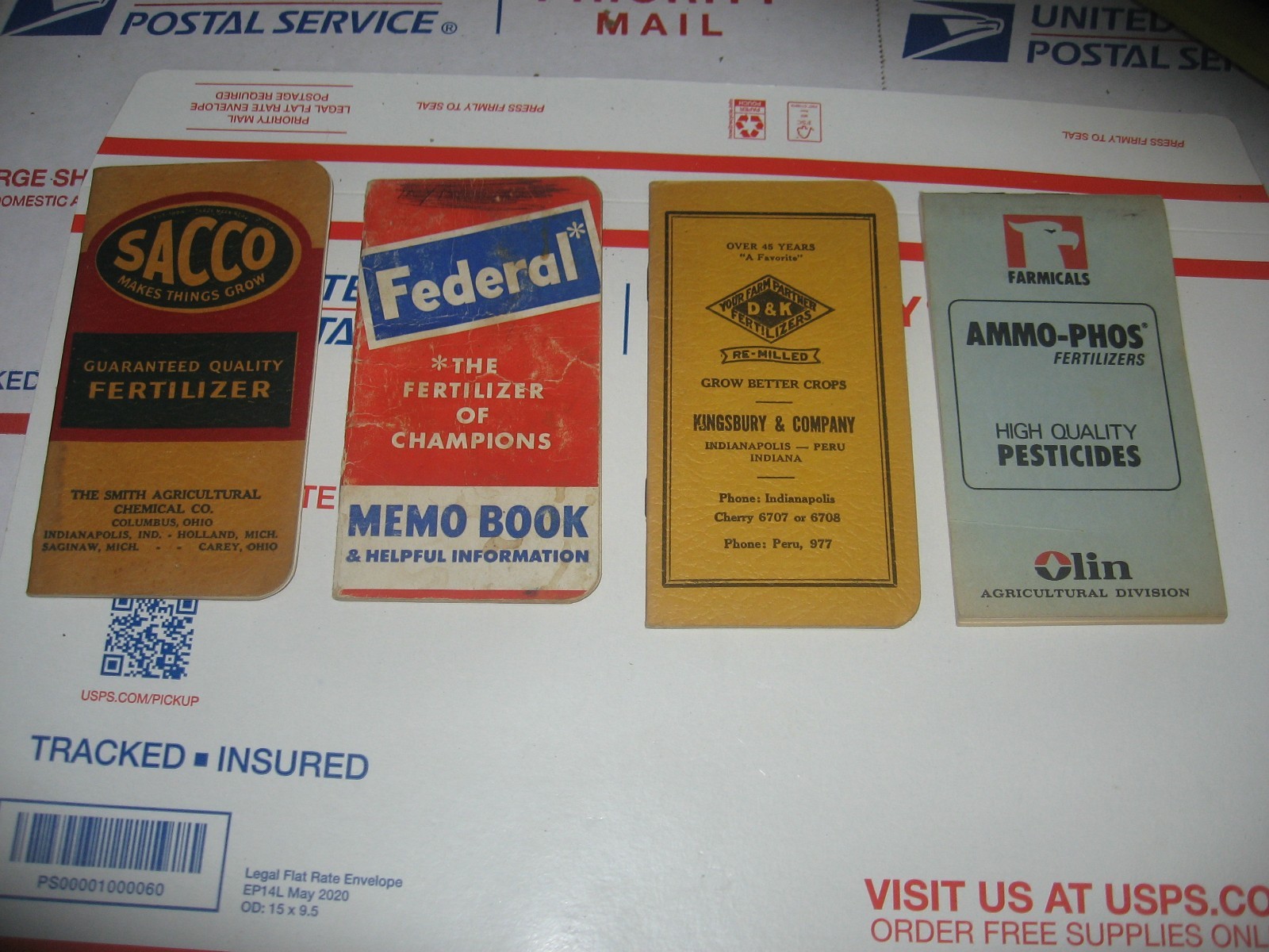OLD FERTILIZER MEMO BOOKS FROM 1560’s {4} SACCO, AMMO-PHOS, FEDERAL, D&K