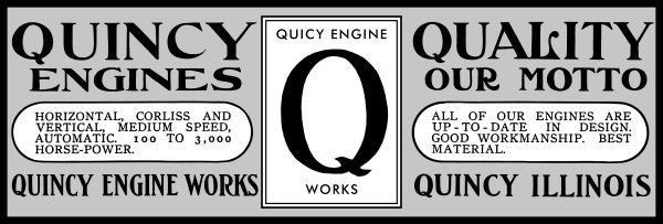 1905 Quincy Engine Works Corliss + Engines Quincy Illinois NEW Metal Sign: 6×18″