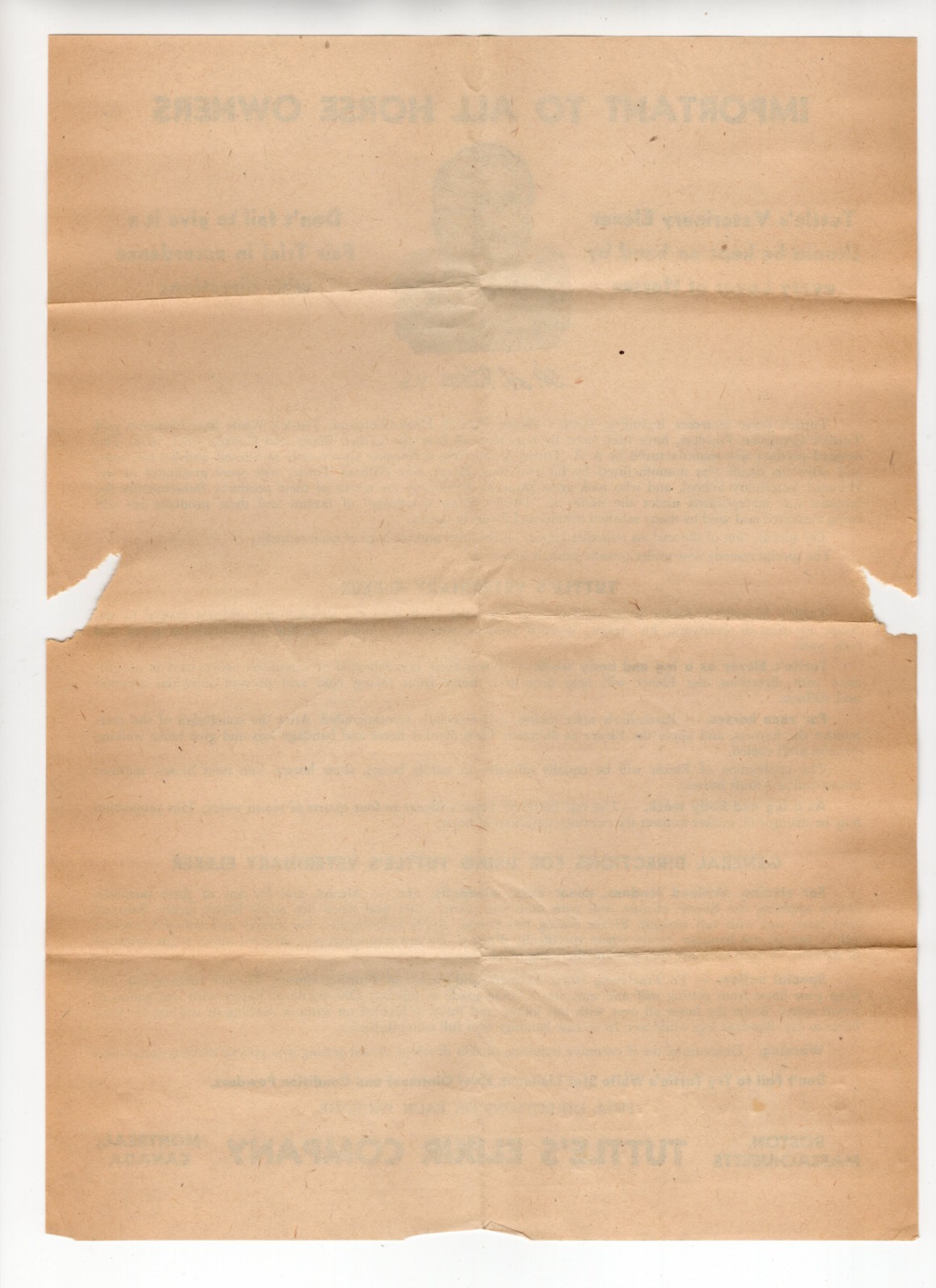 early – Tuttle’s Veterinary Elexer, bottle handout sheet – XL2Z