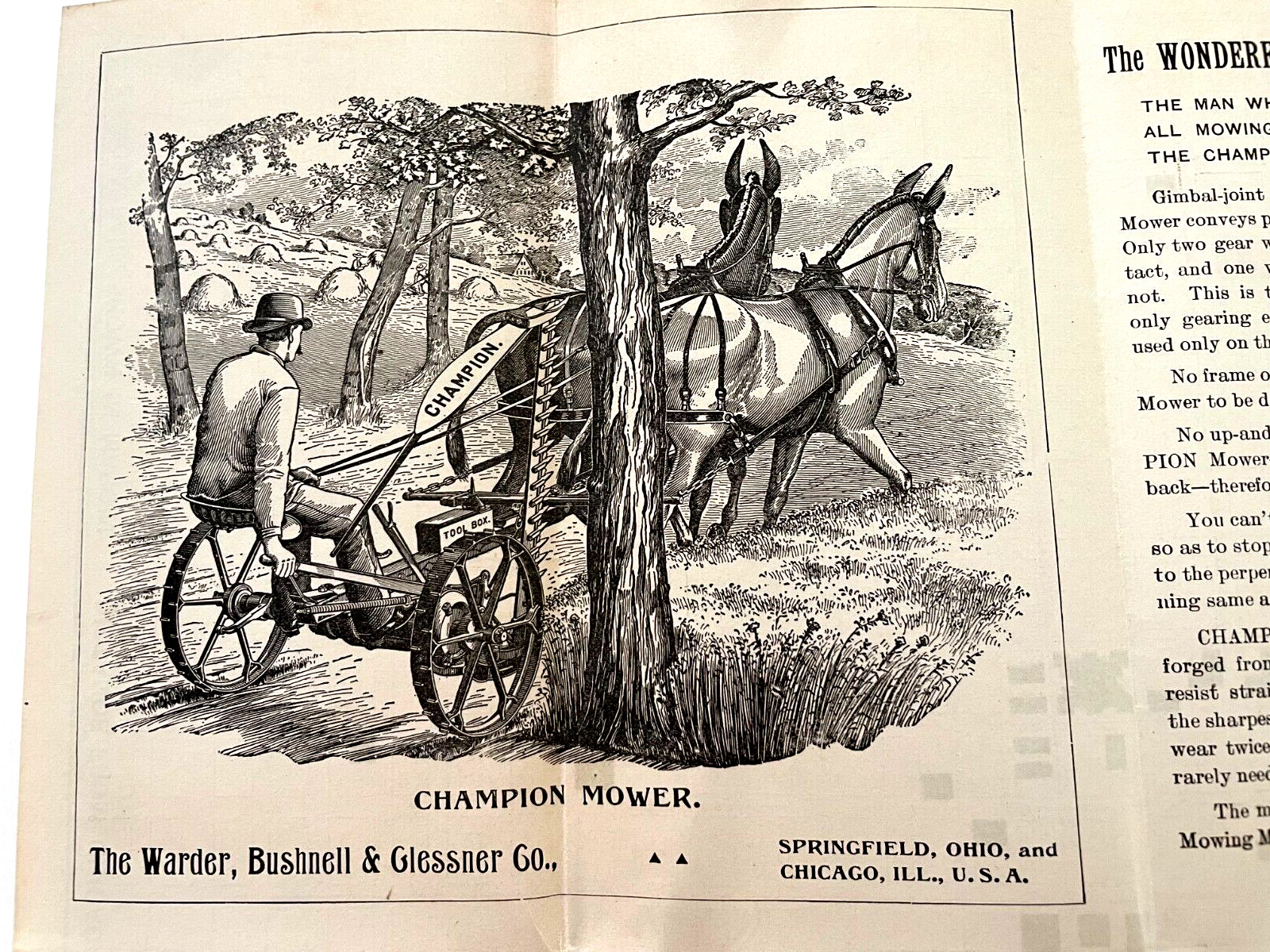 Fantastic Victorian Trade Brochure & Map “The Warder Bushnell & Glessner Co” *
