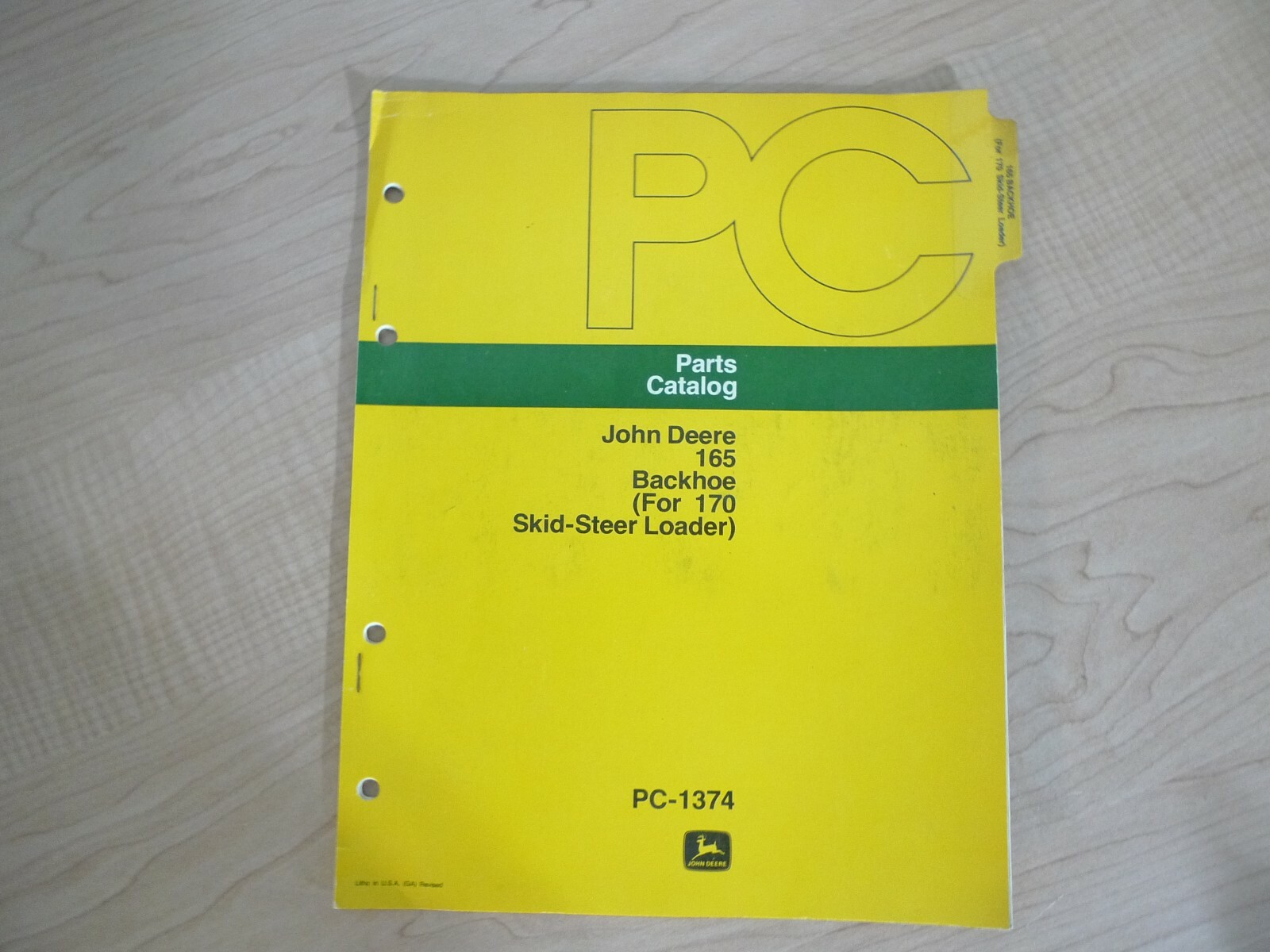 JOHN DEERE 165 Backhoe for 170 Skid Steer Loader Parts Catalog Free Shipping