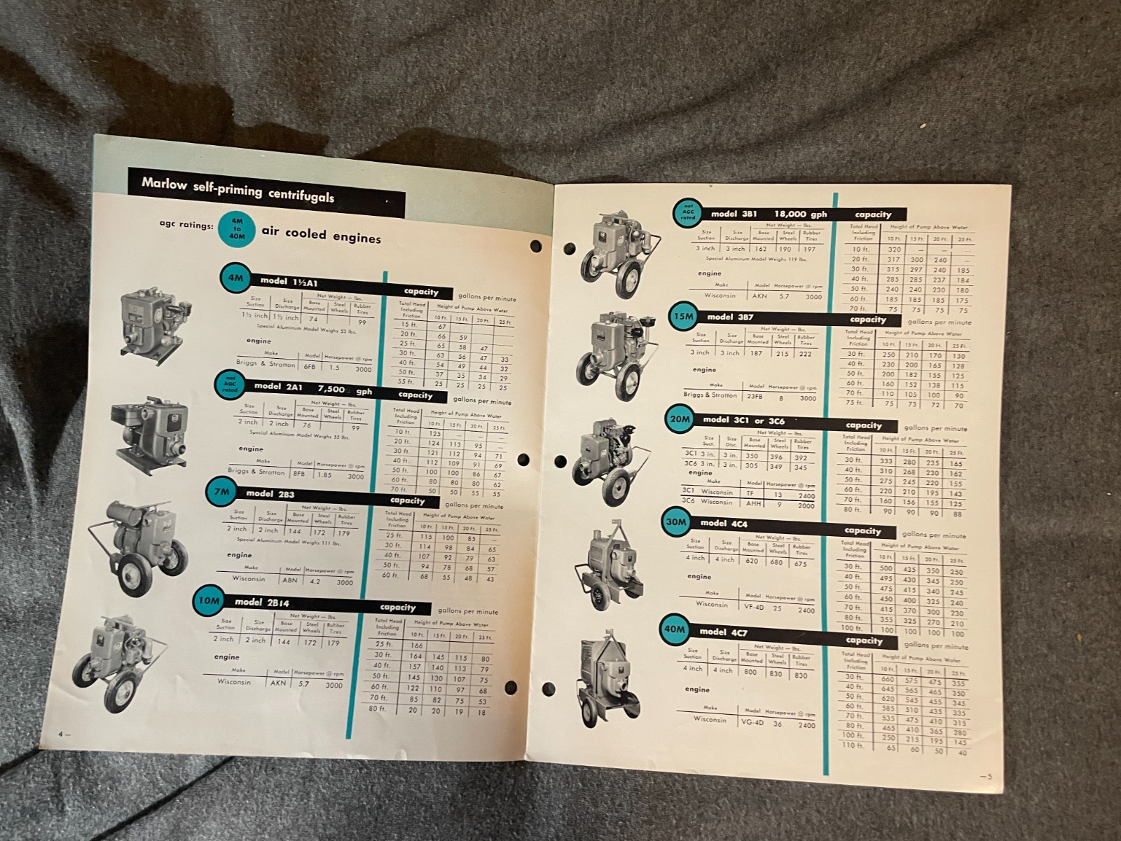 1950’s Marlow Contractors Pumps Brochure Spec Sheet Bell Gossett Vintage
