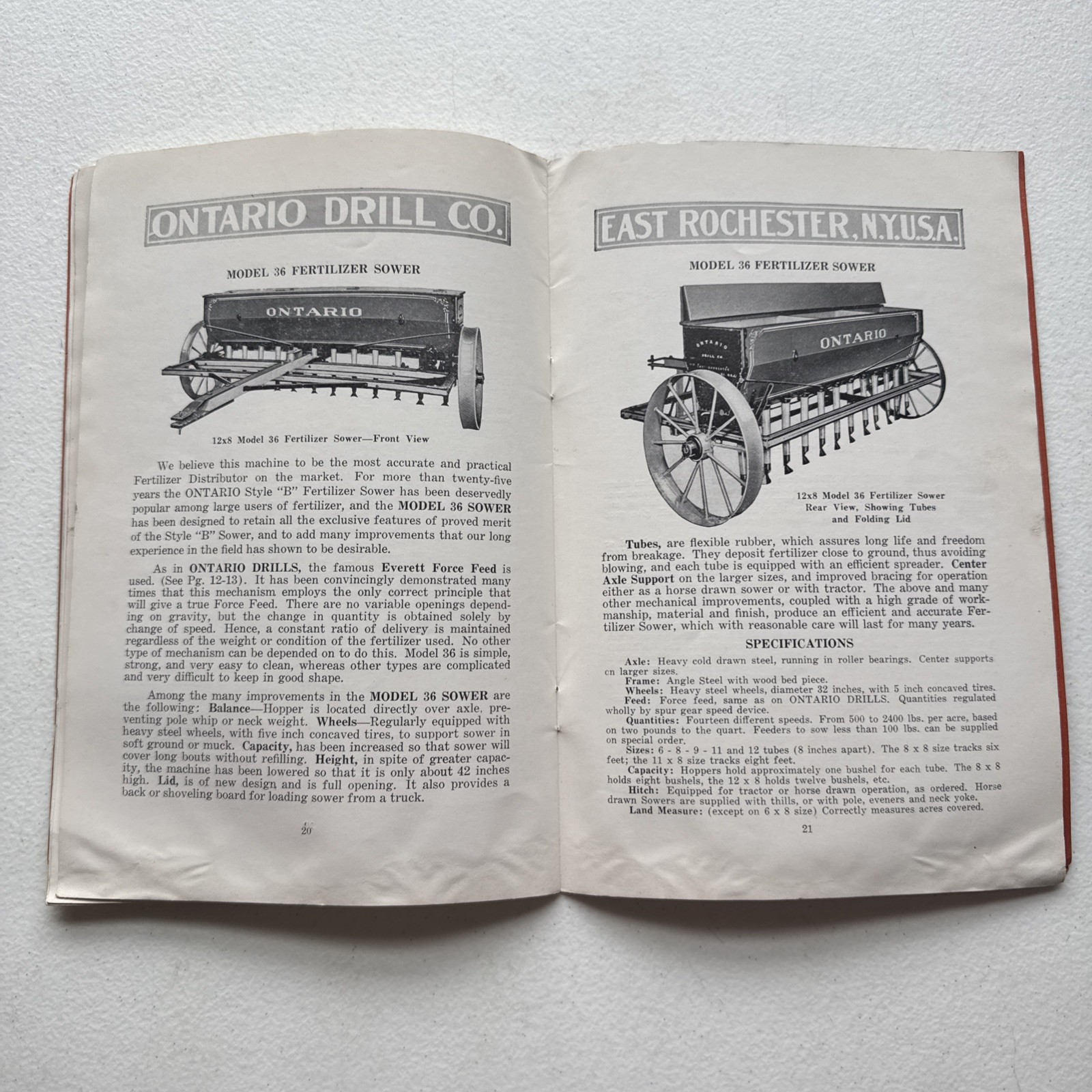 Vintage Ontario Drill Co. Grain & Fertilizer Drills Catalog East Rochester, NY