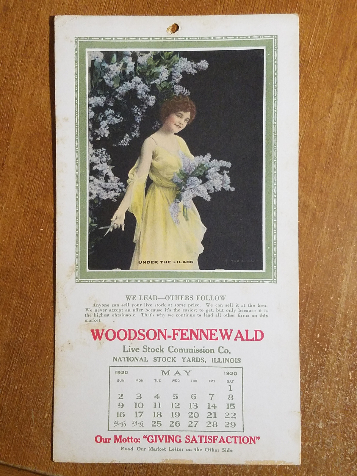 1920 Calendar, Woodson-Fennewald National Stock Yards, Illinois