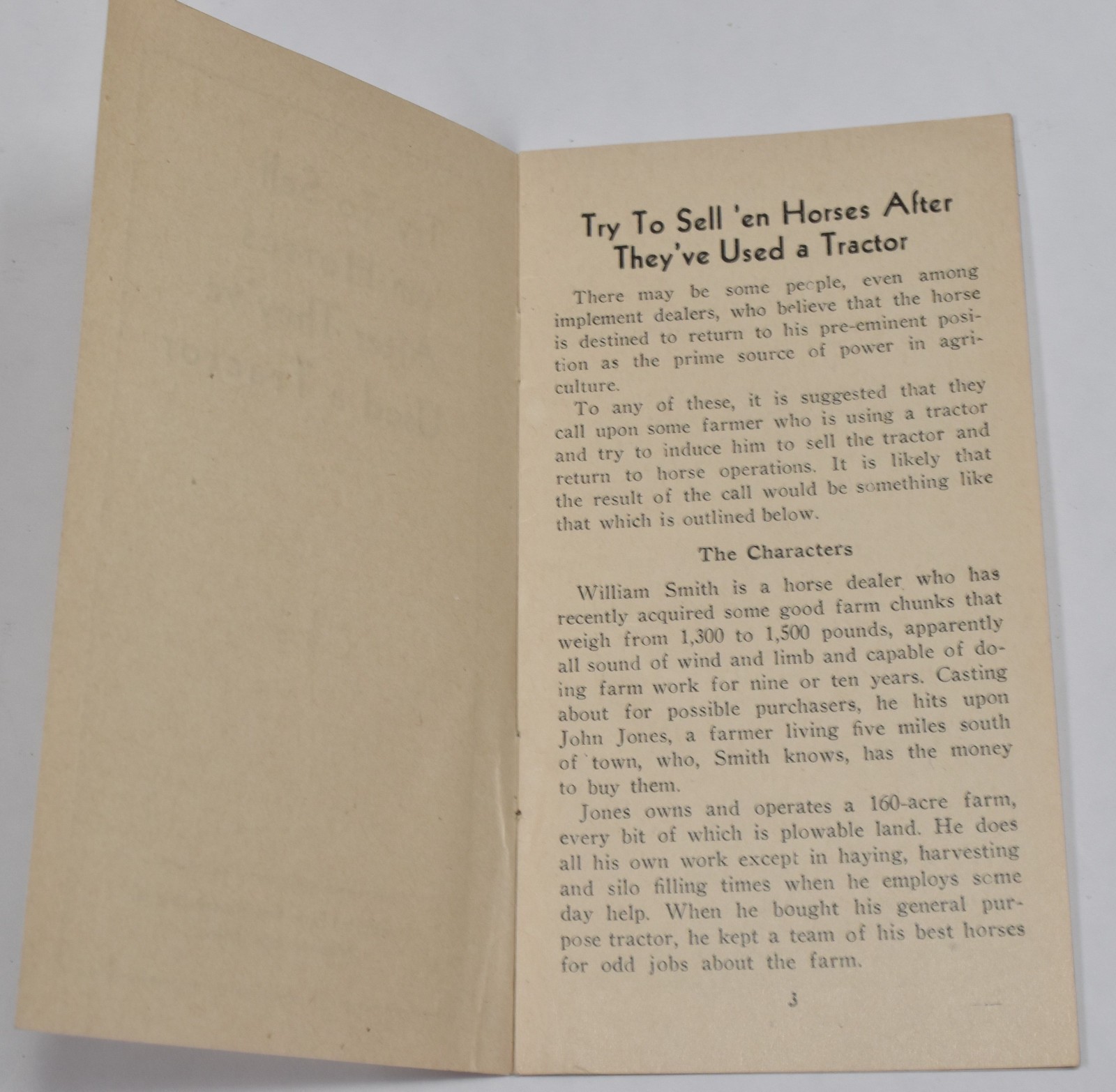 1932 Vintage Try to Sell Em Horses After They’ve Used a Farm Tractor Brochure
