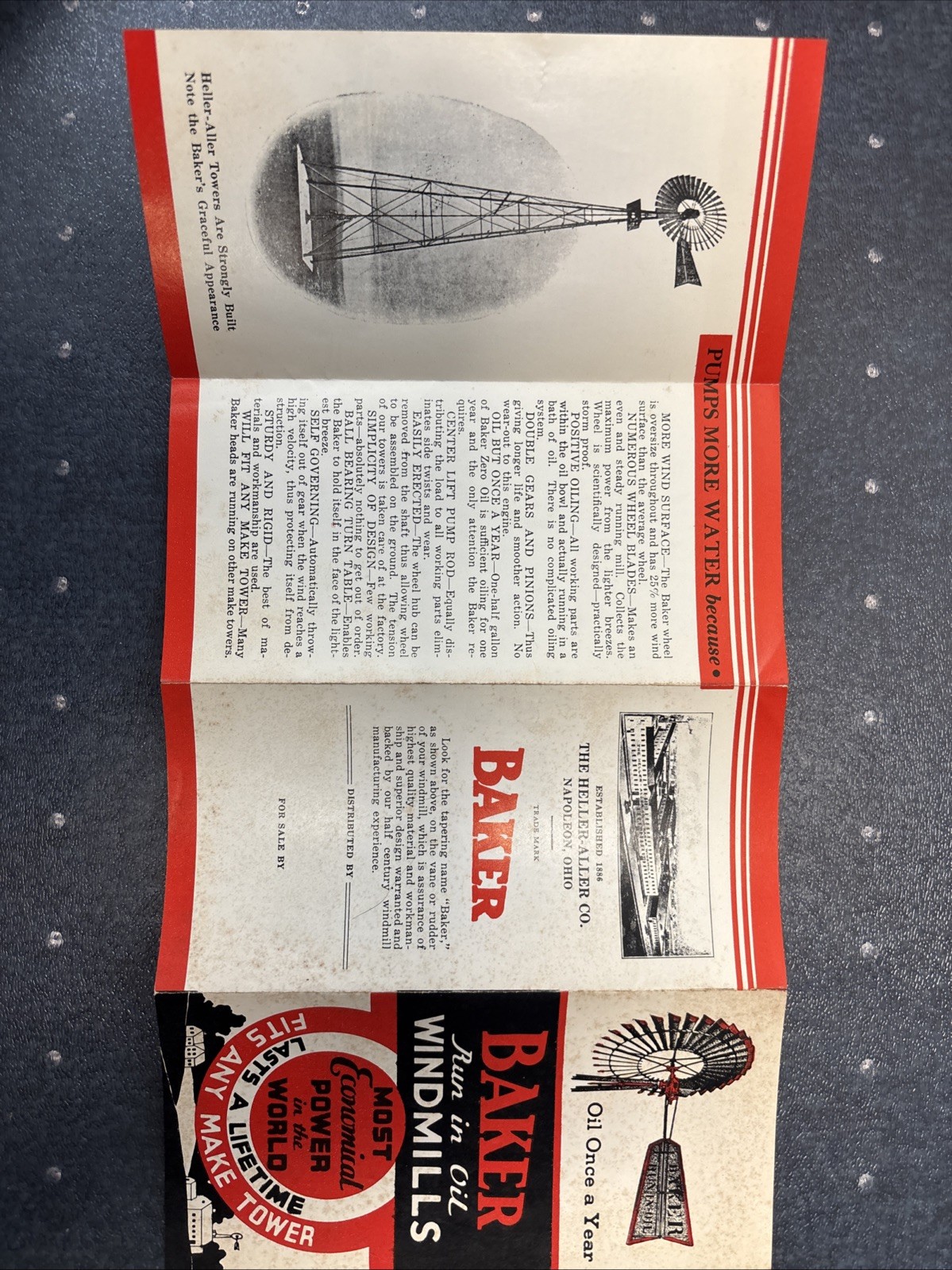 Baker Run In Oil Windmills Heller-Allen Co Napoleon, Oh Brochure