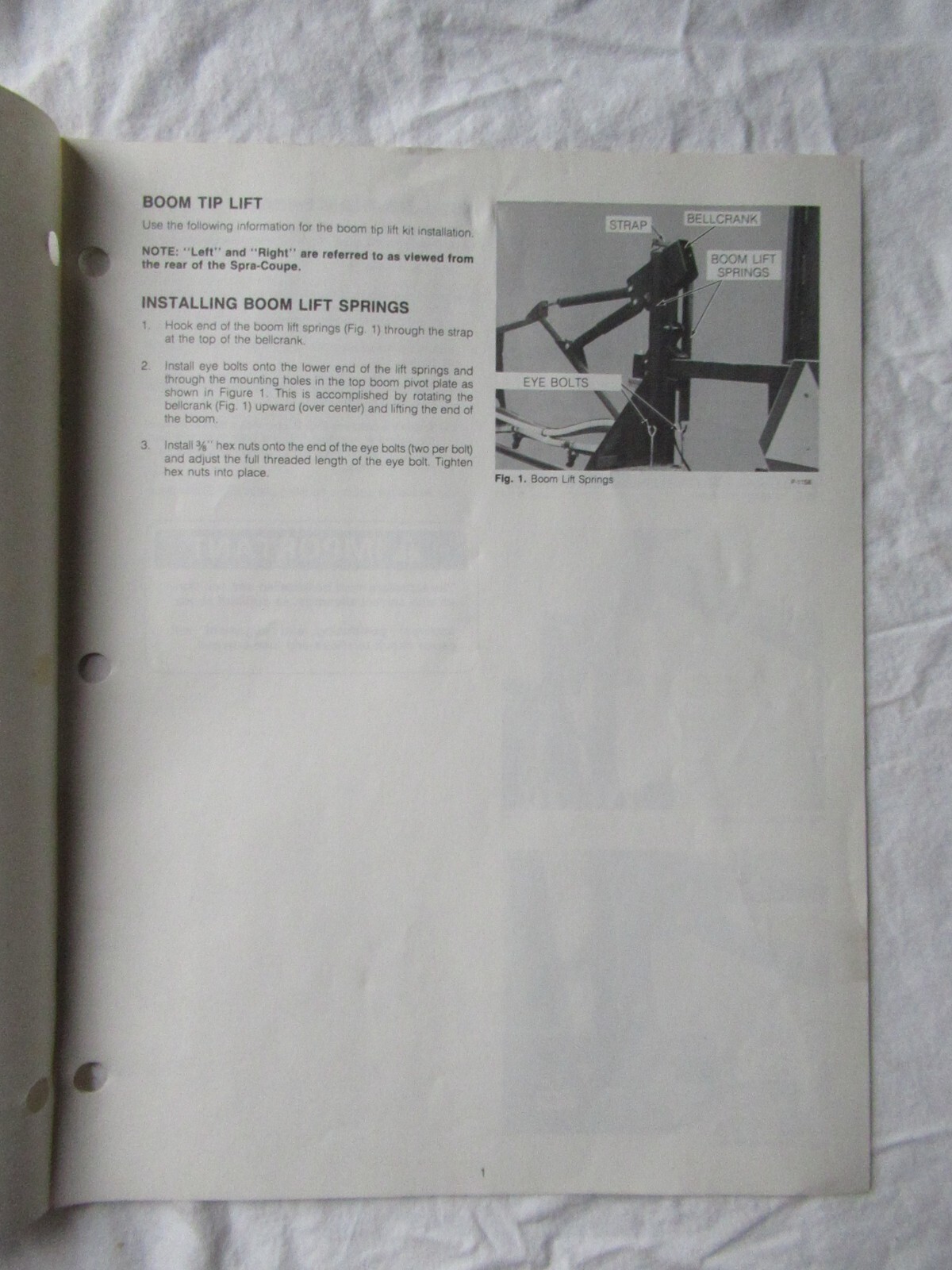 Melroe Spra-Coupe 216 220 Electric Boom Tip Lift Mounting Instructions Manual