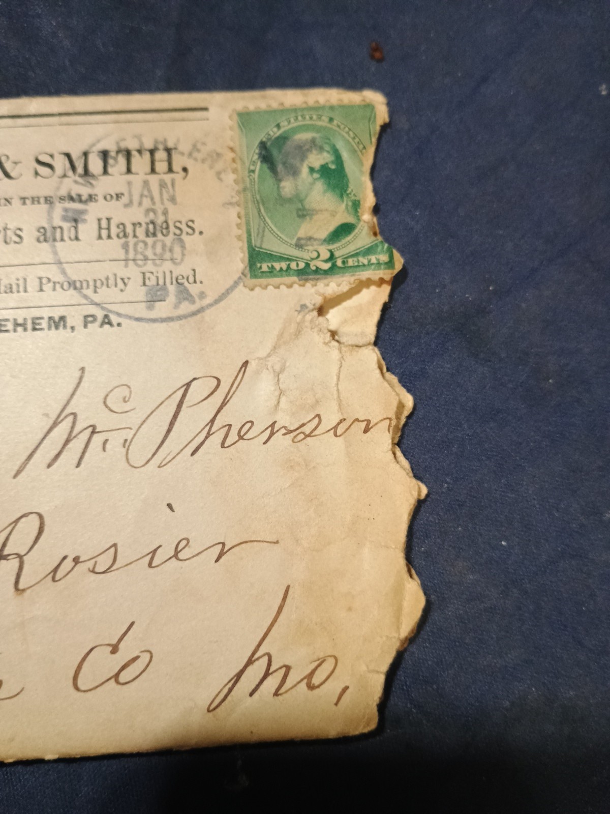 Vintage 1890 M’EMEN & SMITH Farm Implements,Letter & Envelope