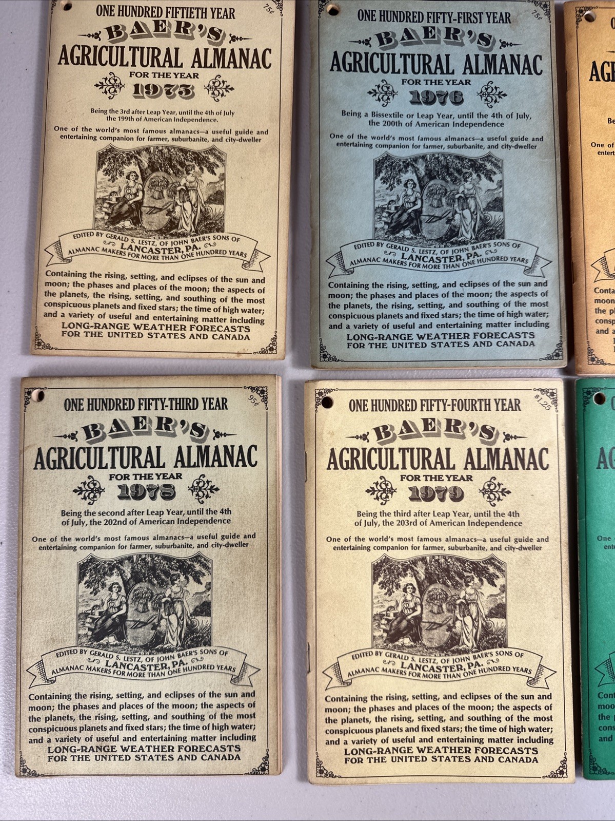 VINTAGE FARMERS & AGRICULTURAL ALMANACS BAER’S LANCASTER PA 1969-1979 81-86 1989