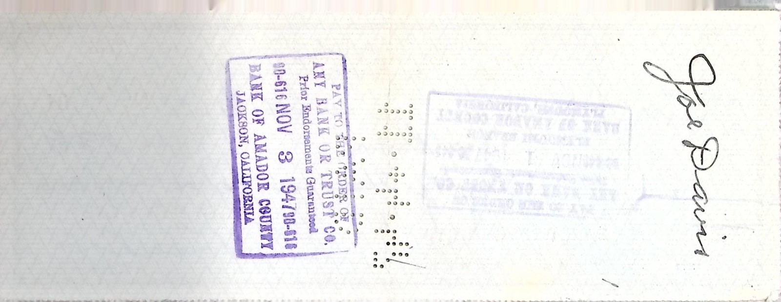 1947 Sutter Creek Feed Store Checks Bank Of Amador County California Set