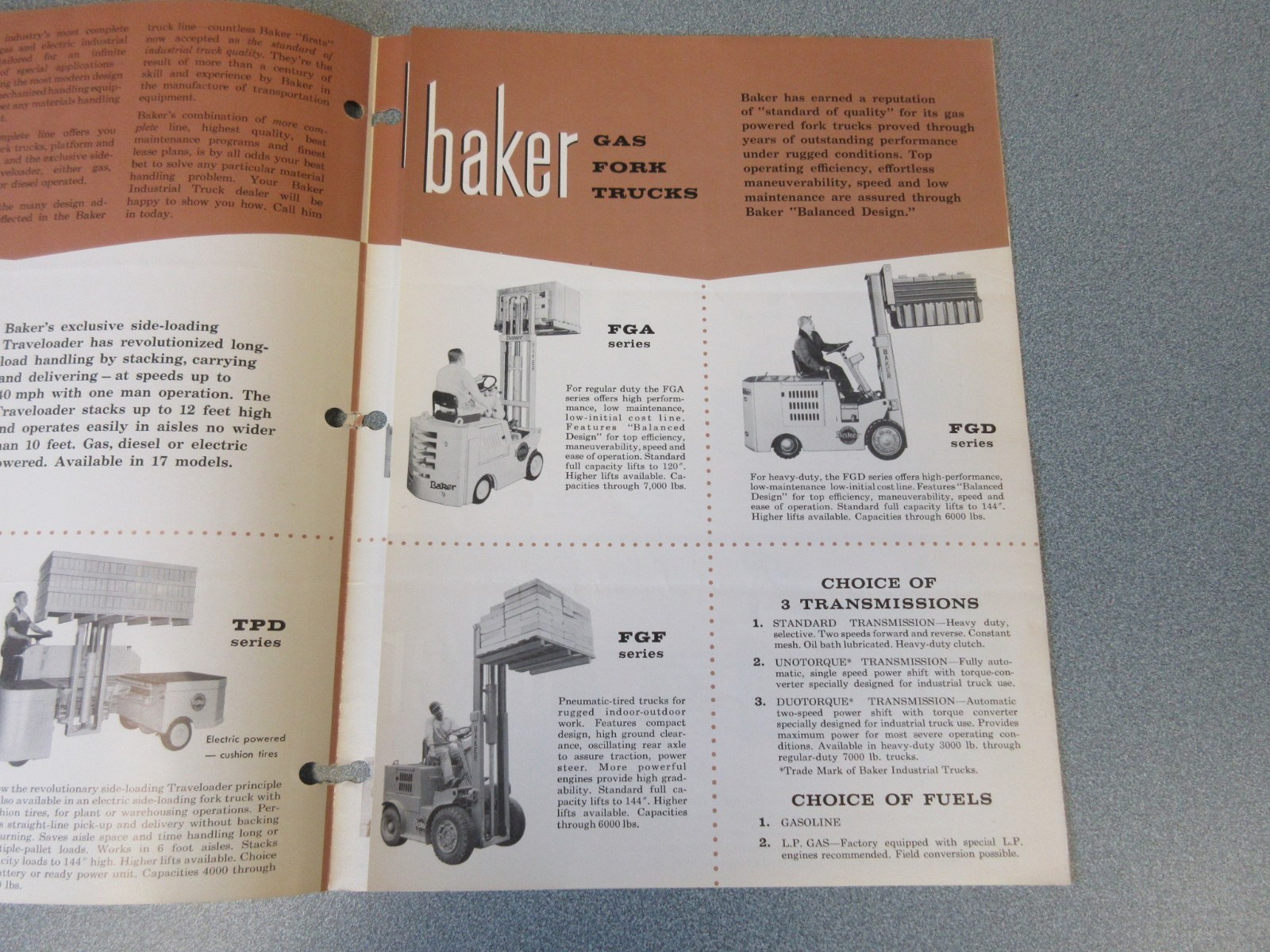 Old 1959 Baker Forklift Sales Brochure, Complete Line