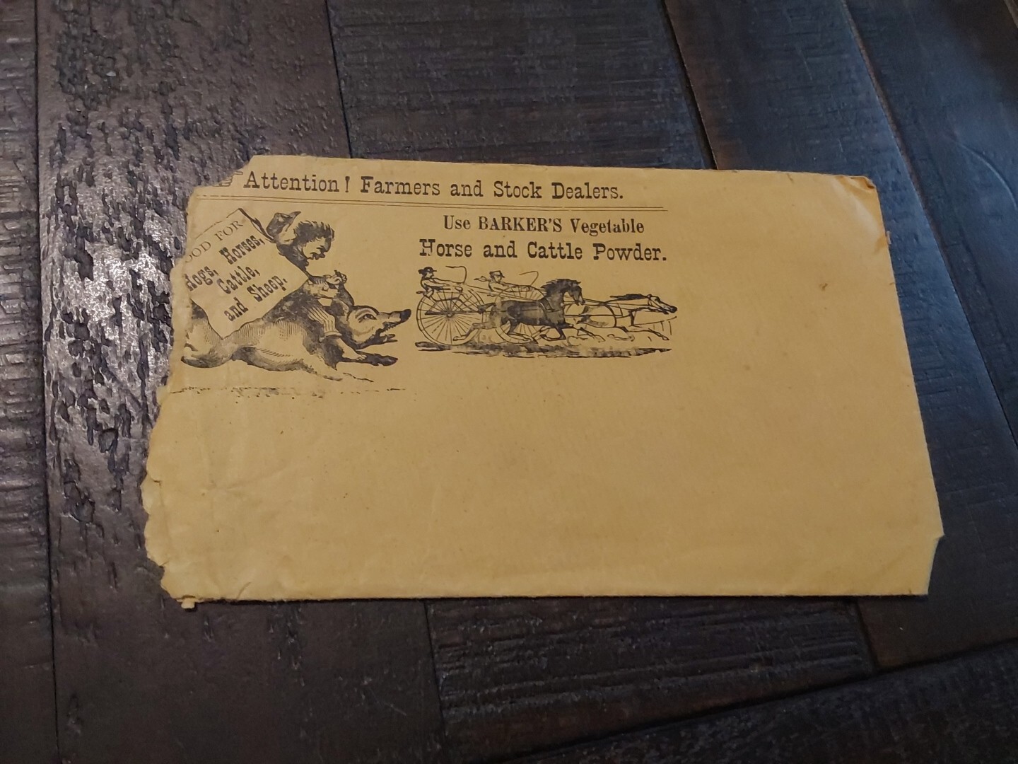 Barkers vegetable Horse & Cattle Powder Advertising Envelope & Brochures 1800s