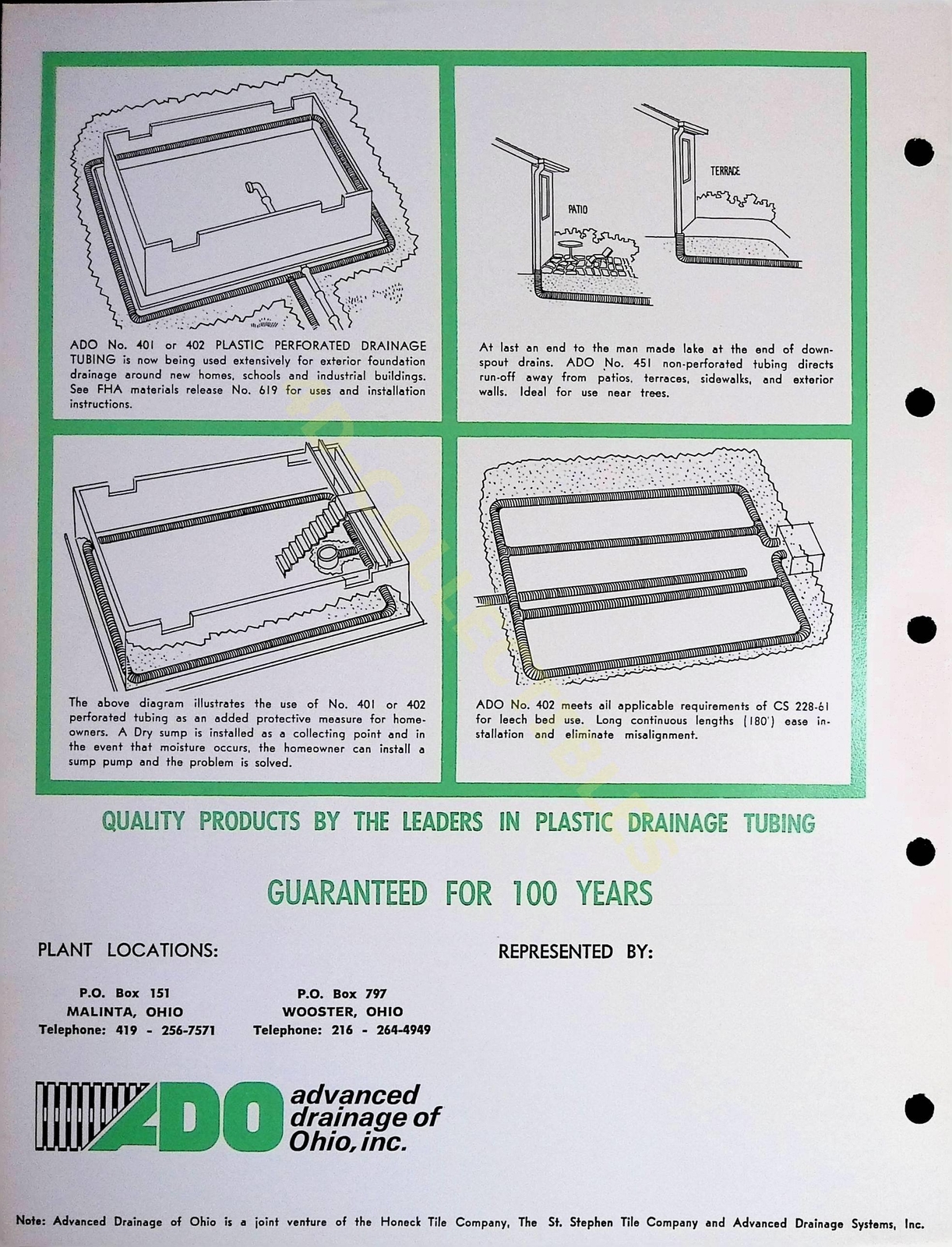 Vintage Farm Brochure Spec Sheet Flexible Corrugated Plastic Drainage Tubing