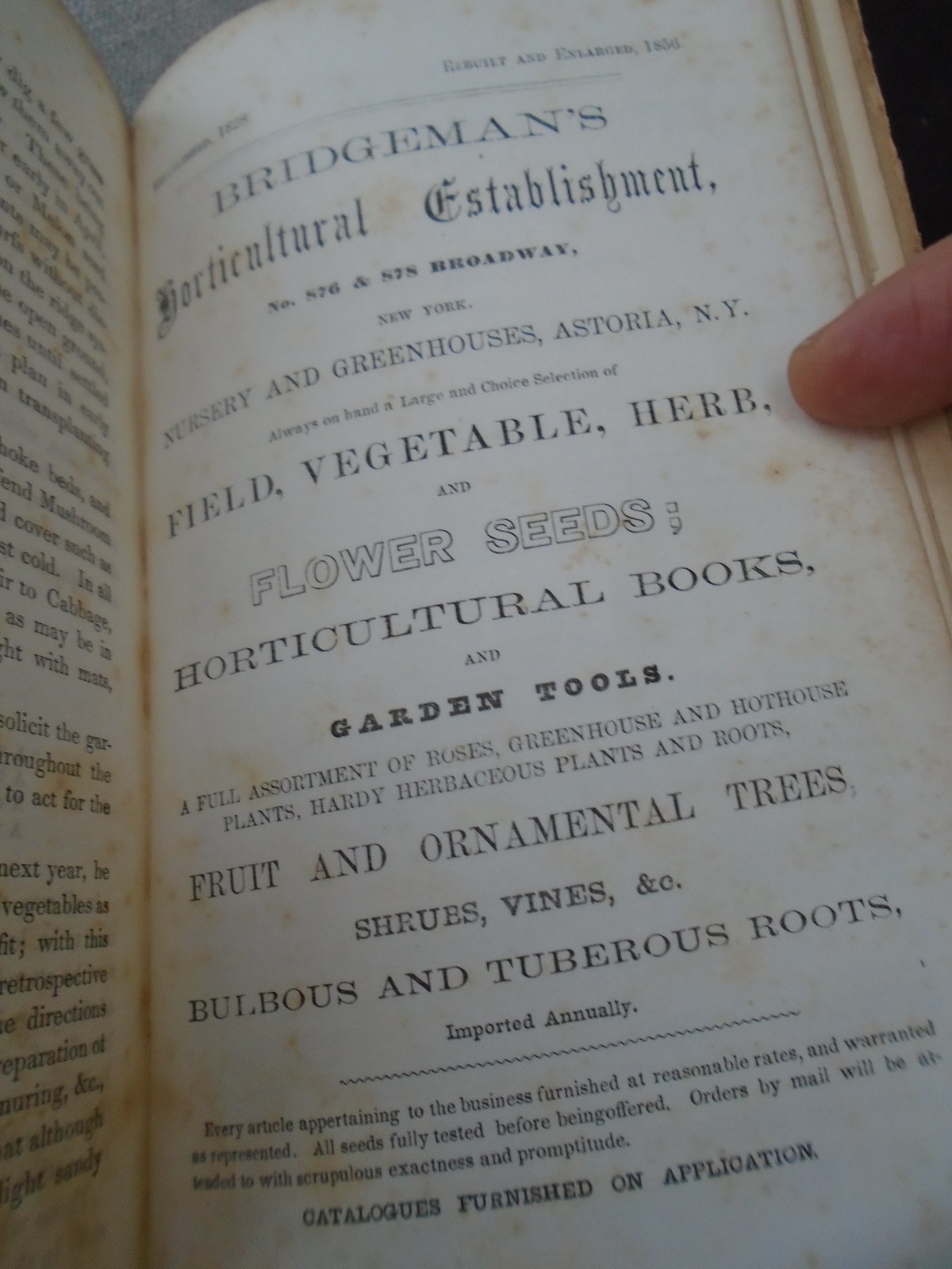 Rare 1857 Seed Catalogue Kitchen Gardner’s Instructor Thomas Bridgeman New Ed