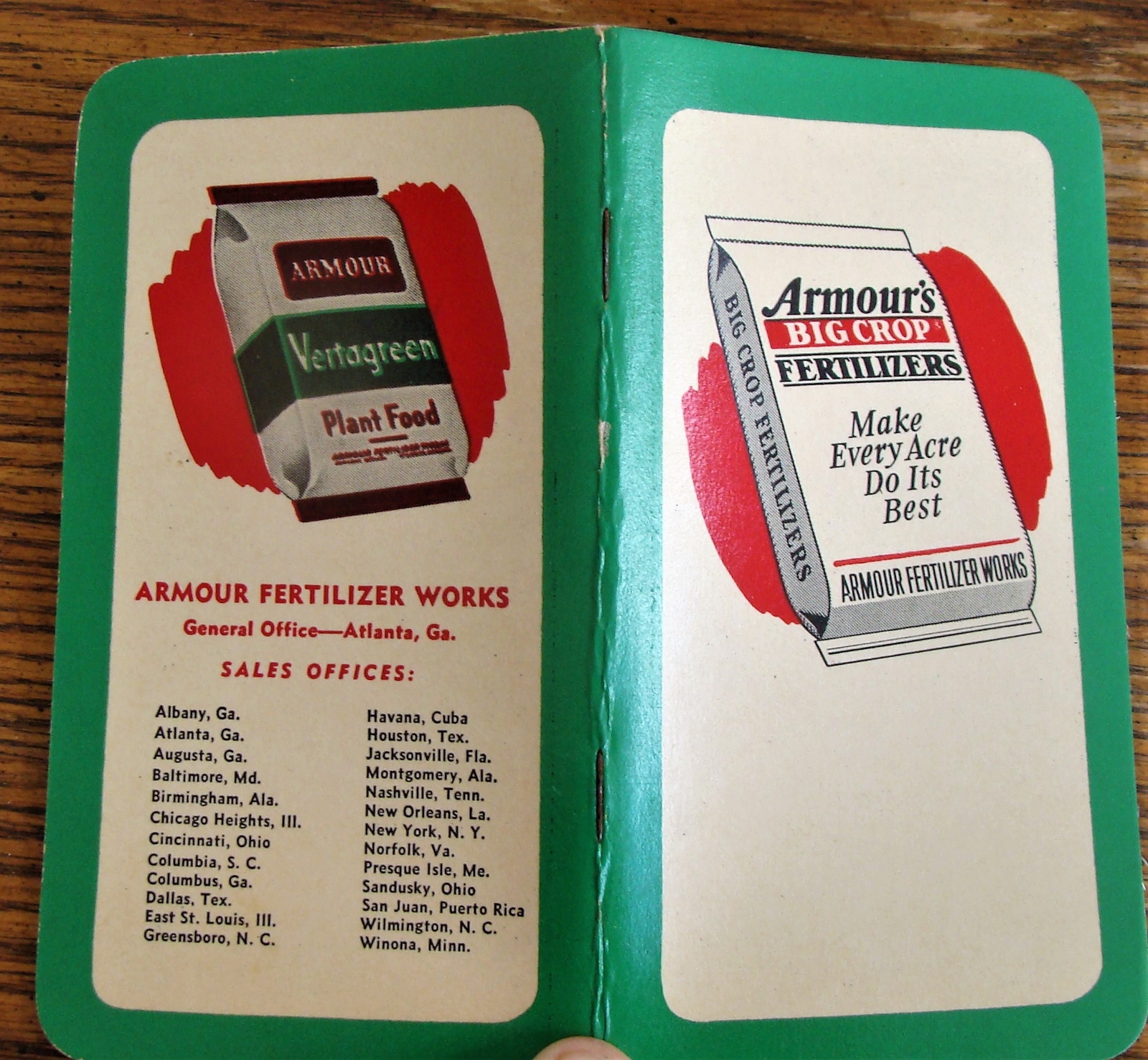 NOS 1950 Armour’s Big Crop Fertilizers Pocket Memo Book 8pgs Useful Information