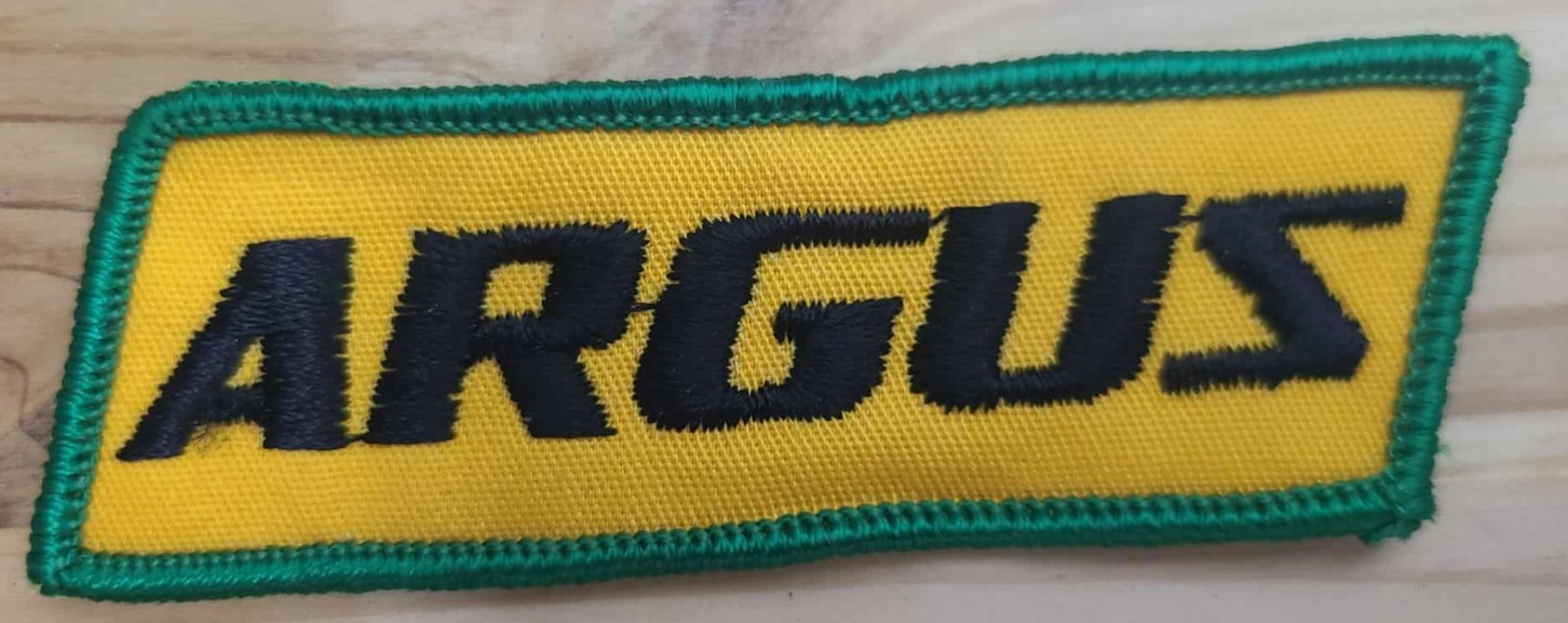 “ARGUS Logo Patch Vintage Iron-On Sew-On Badge Yellow Green Embroidered Rare”