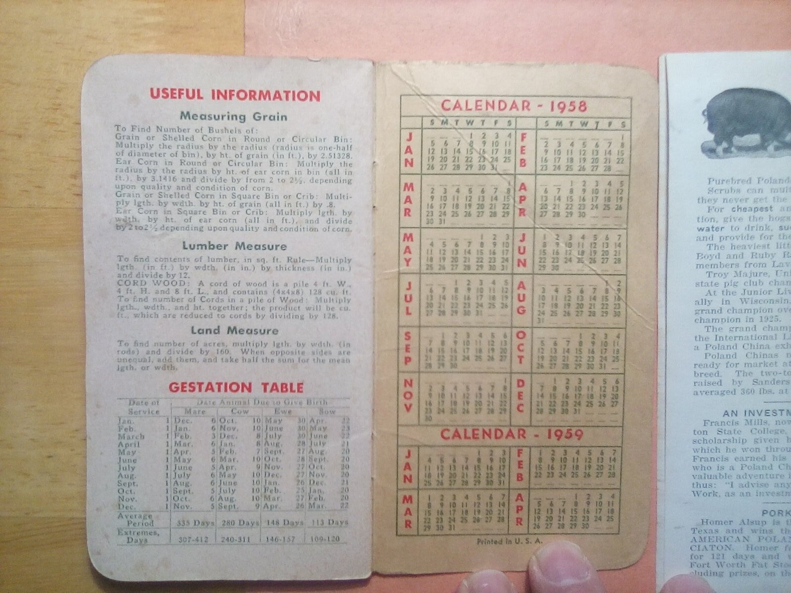 1926 BOYS’ & GIRLS’ PIG CLUBS BOOKLET & 1958 ARMOUR FERTILIZERS BOOKLET