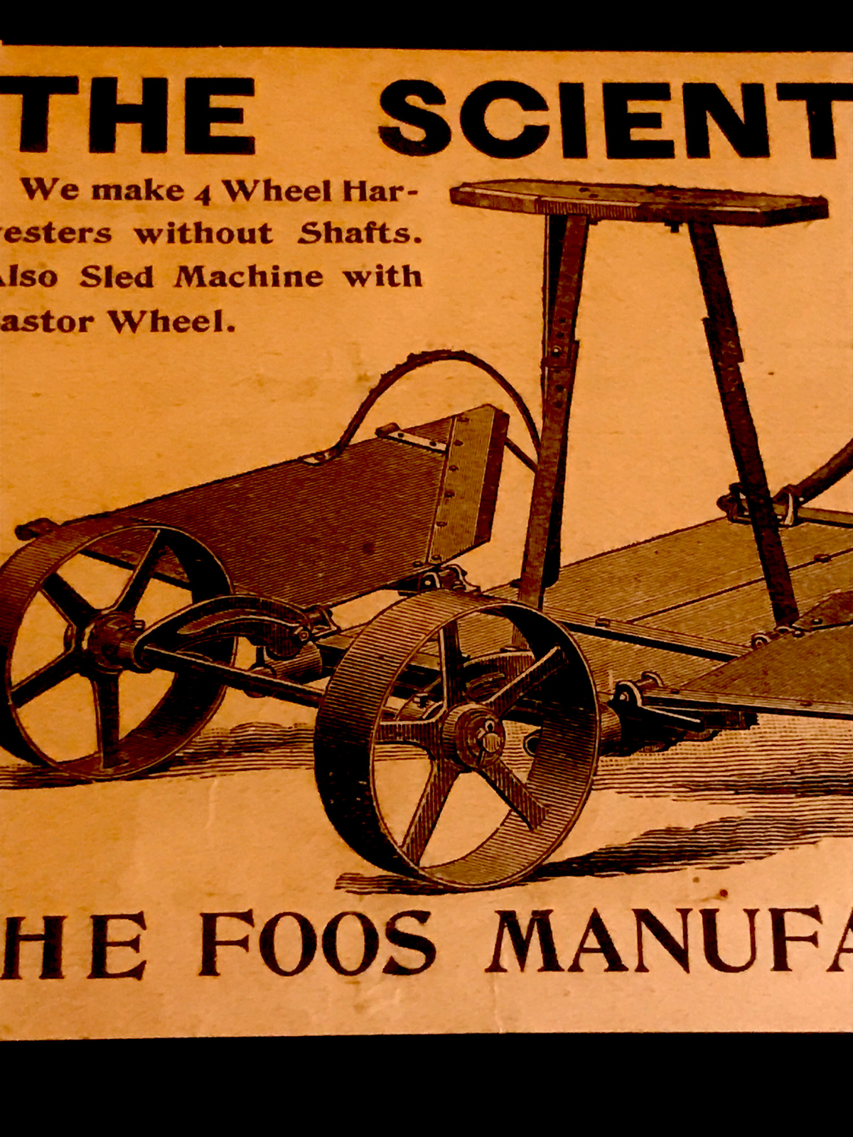 1893 Foos Corn Harvester Farm Engraving Advertising – Springfield – Ohio
