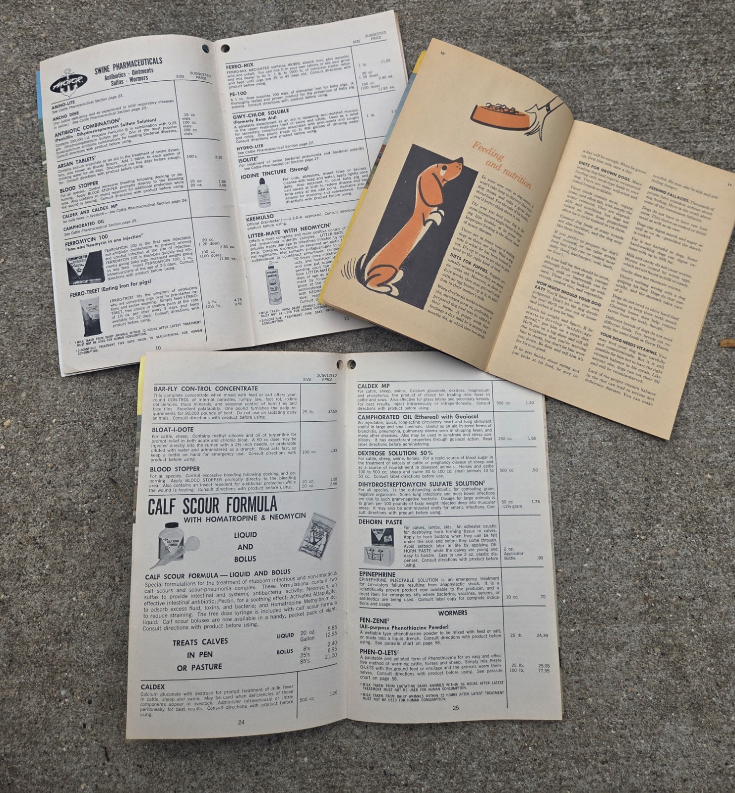 3 Vintage Anchor Veterinary Handbooks: Livestock, Sergeants Dog Care 1960s