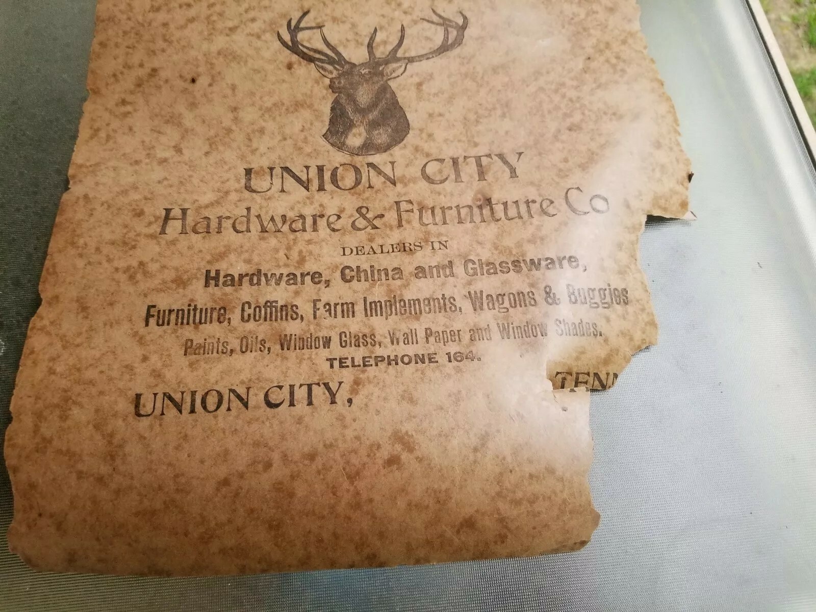 General Store advertising Poster Union City Tennessee Coffins Hardware Implement