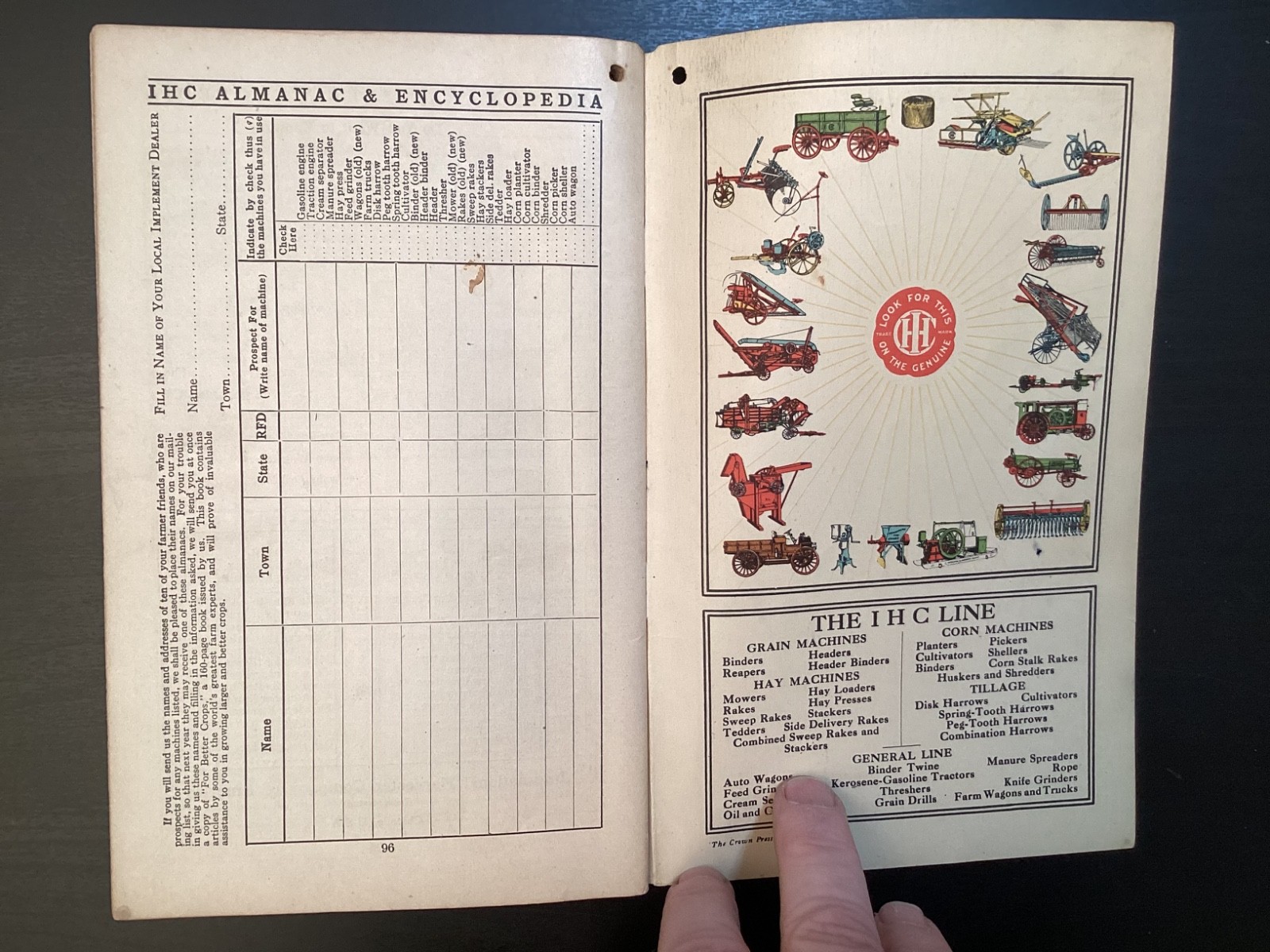 1913 INTERNATIONAL HARVESTER Lines Farmer’s ALMANAC and Encyclopedia