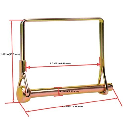 Wire Lock Pin, Trailer Coupler Pin,Hitch pin,1/4 Inch, 10 Pieces, Square, Gold