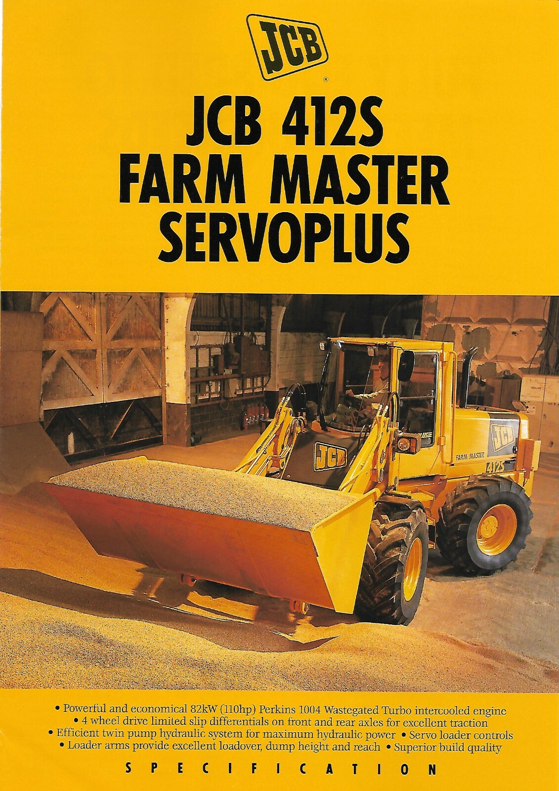 Farm Equipment Brochure – JCB – 412S Farm Master Servoplus Loader 1996 (F7360)