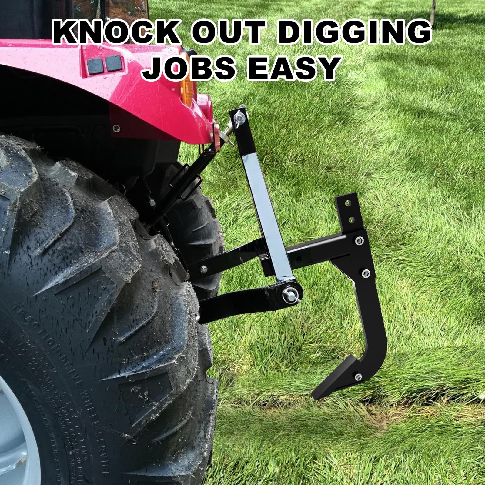 Tractor Subsoiler Ripper, Adjustable 18″ 3 Point Hitch Trencher with 2″ Recei…