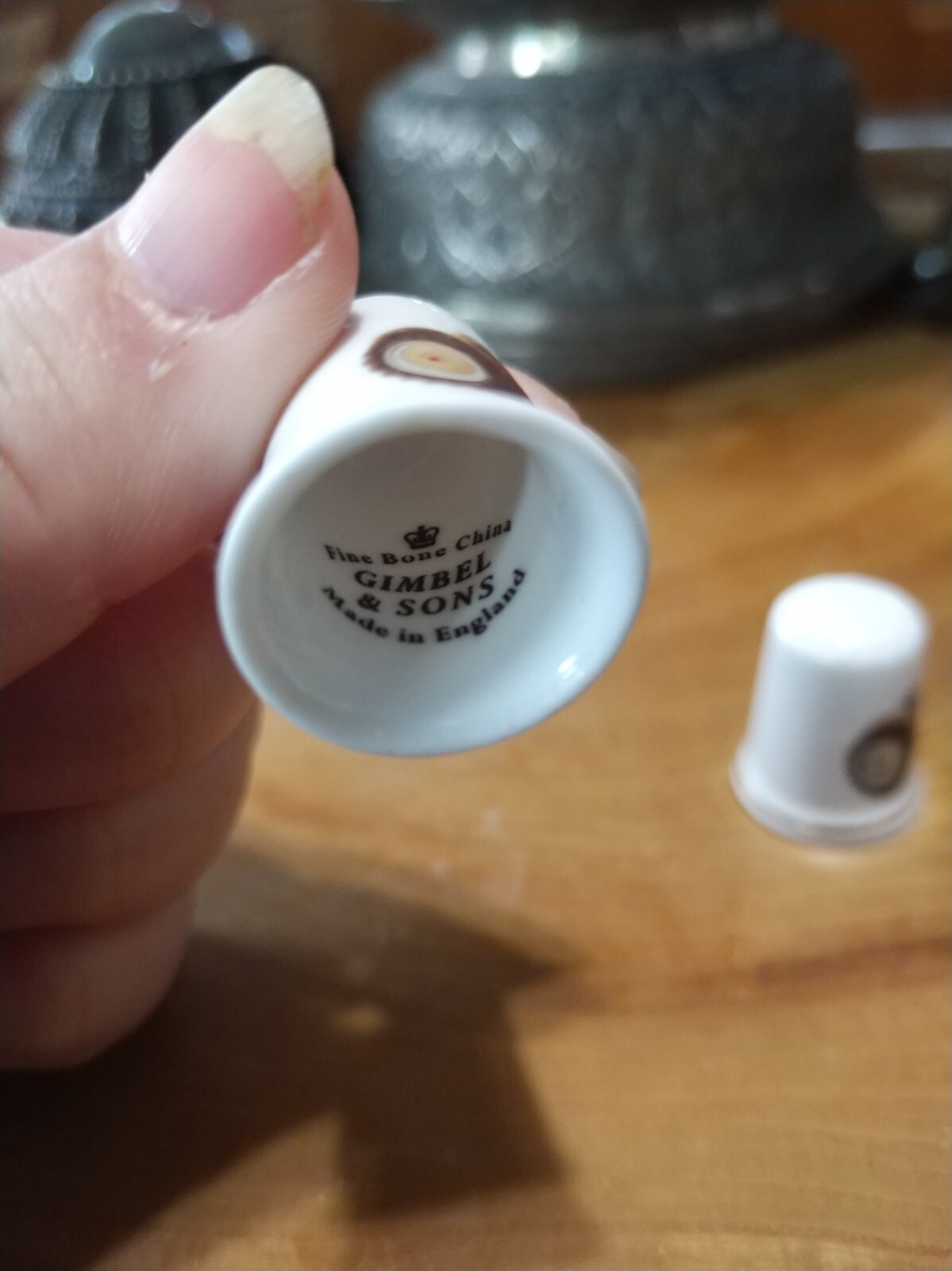 2 Vintage farm tractors thimbles. Gimbel and sons bone china England