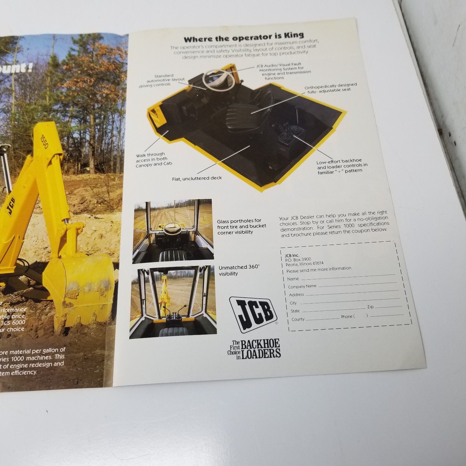 JCB Backhoe Loader Sales Brochure 1981 Operator is King Series 1000