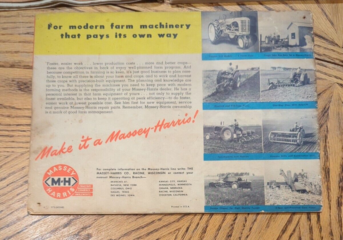 Massey Harris 1950’s Combine Sales Booklet Full Color Lot Of 2 Combine Pts &Man