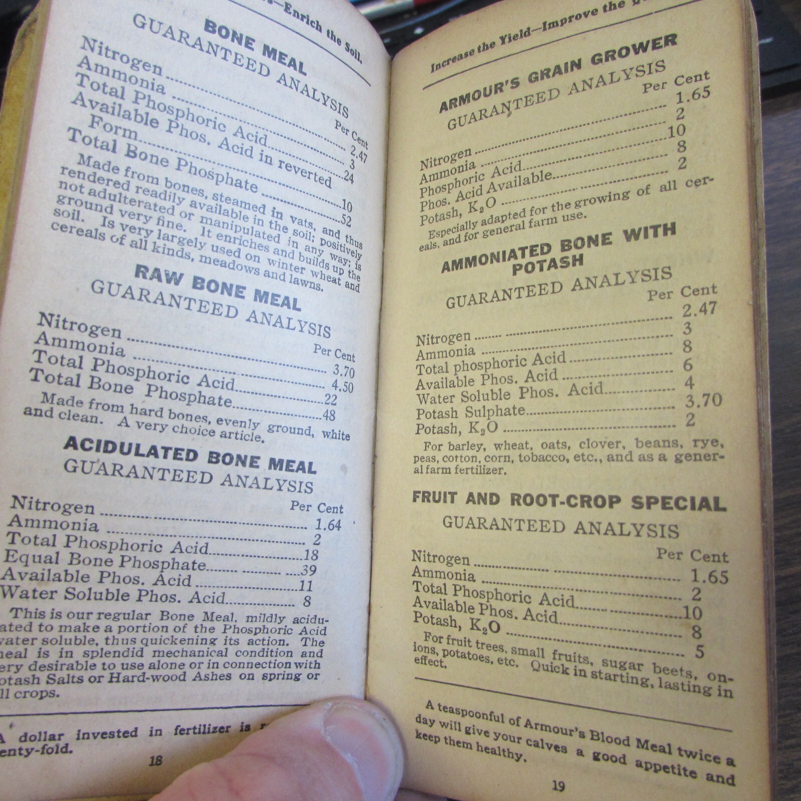 1910 ARMOUR’S FERTILIZERS – FERTILIZER INFO / NOTE BOOK – VERY GOOD