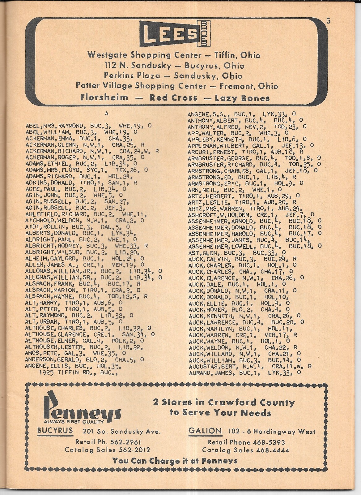 1970 OFFICIAL RURAL FARM DIRECTORY Crawford County Ohio, OH, Mio Directory