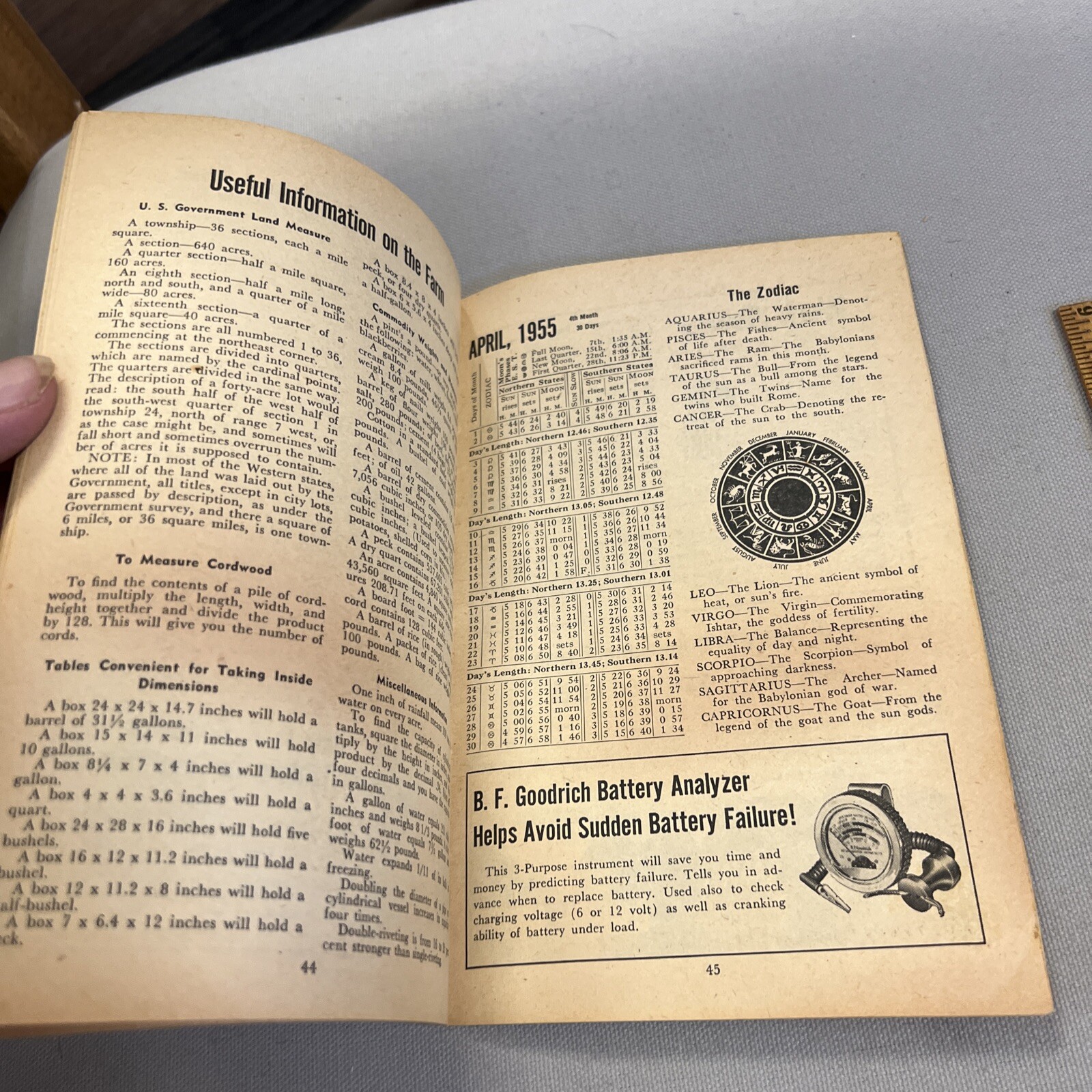Vintage 1955 B.F. Goodrich Farmers Almanac Singer Bros. York Pa