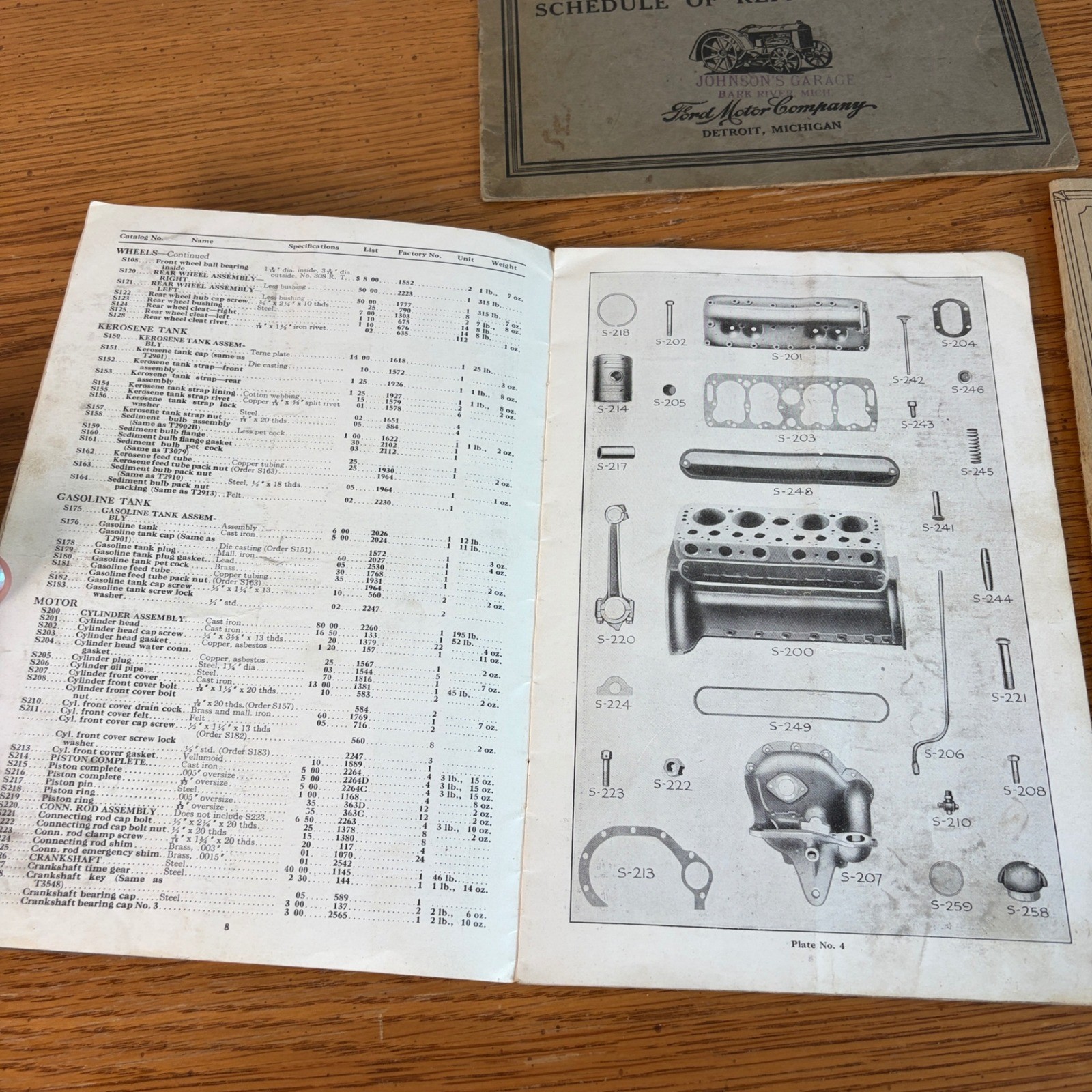 Vintage 1921 Fordson Tractor Manuals Parts List Schedule of Repair Charges Lot 4