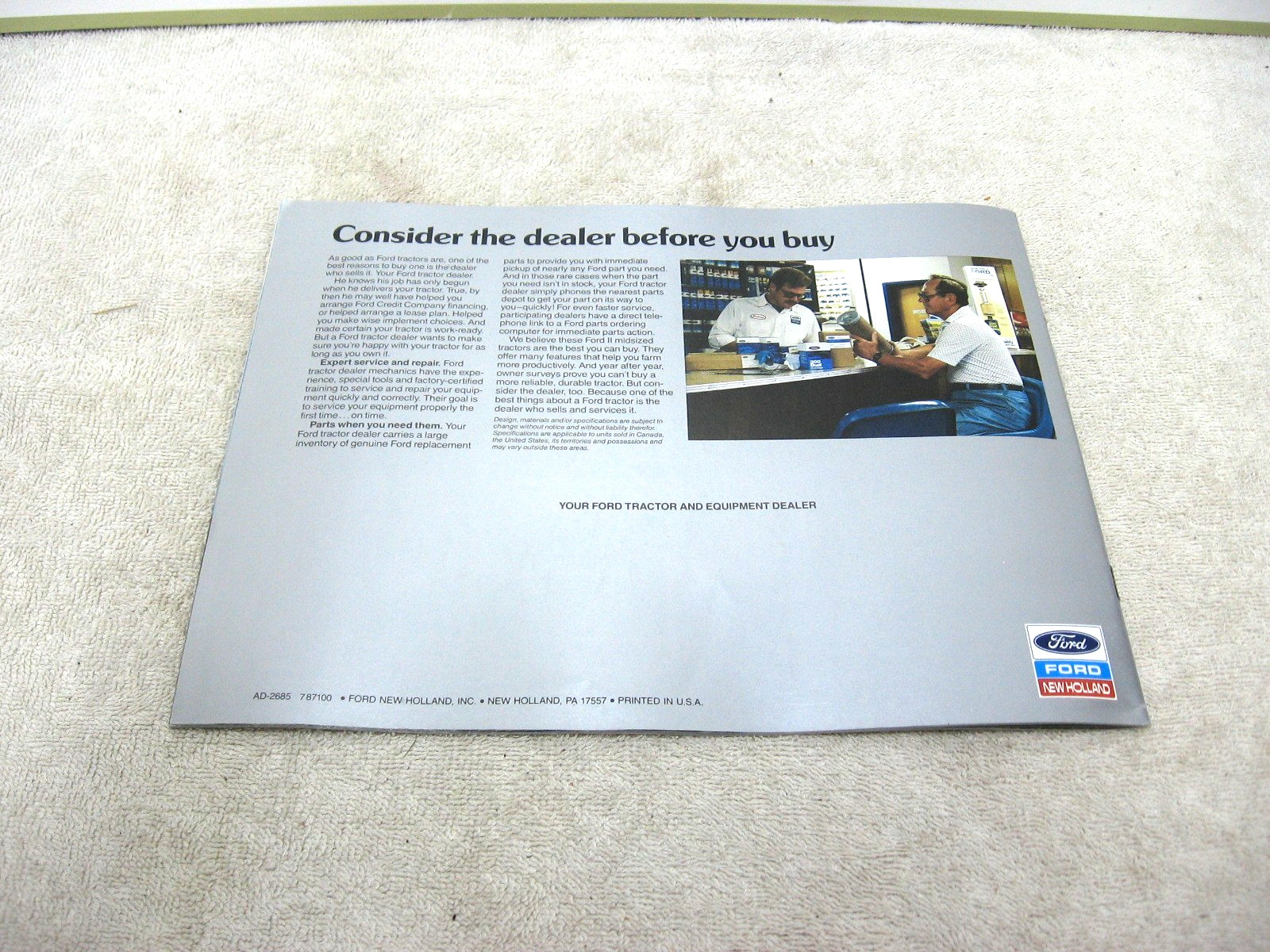 VINTAGE 1987 FORD TRACTOR 32 – 52 HP BROCHURE 2810 2910 3910 4610